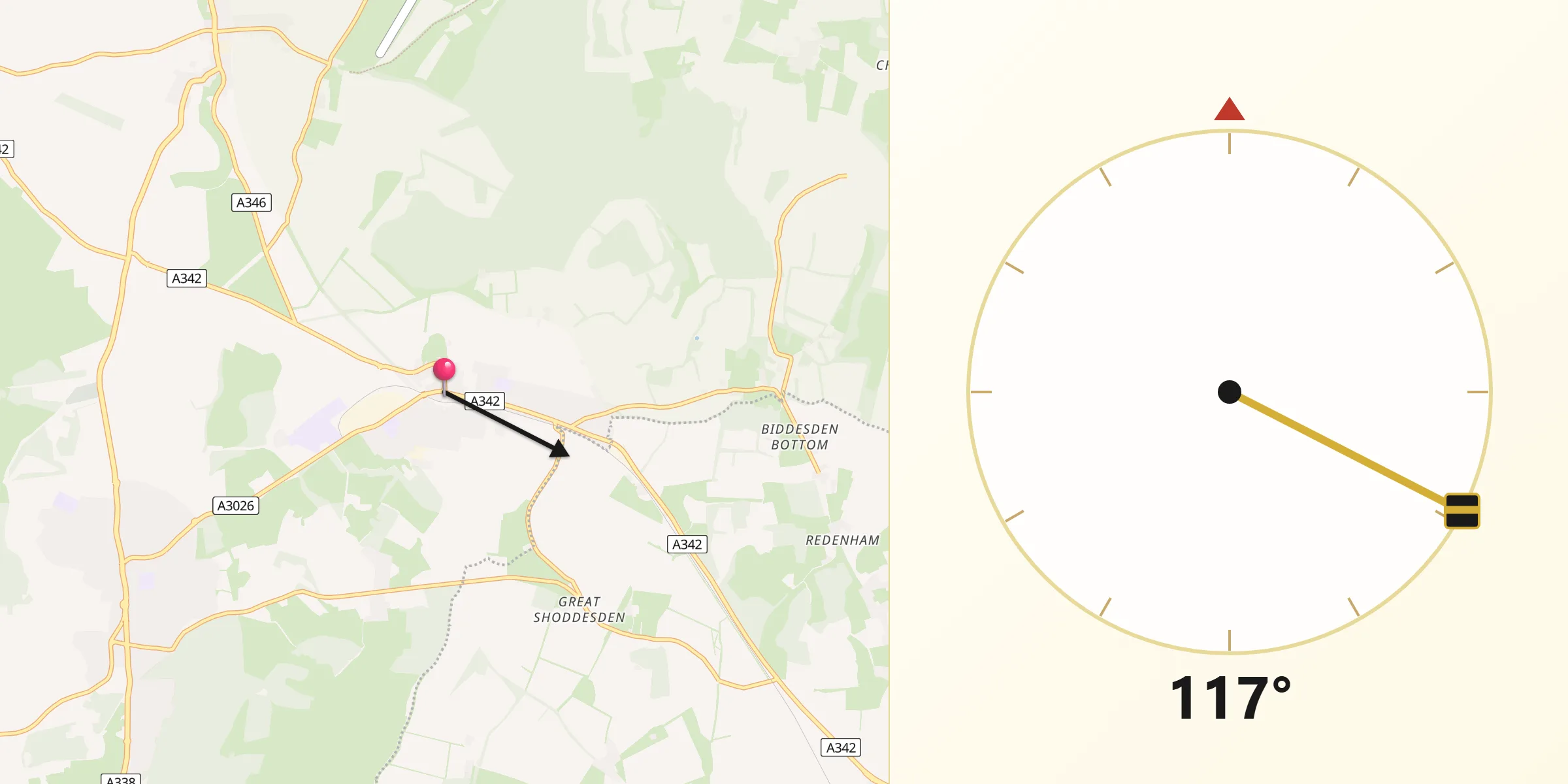 Qibla Direction from Ludgershall