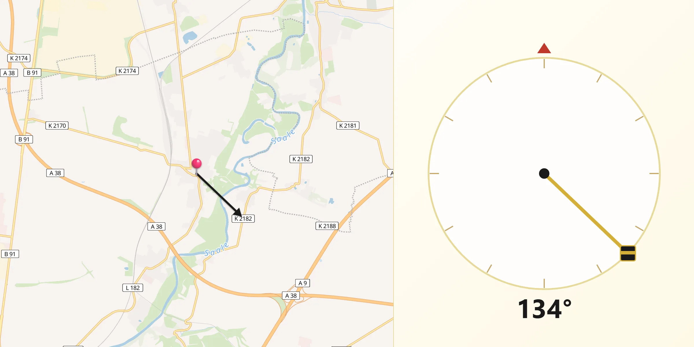 Qibla-Richtung von Großkorbetha
