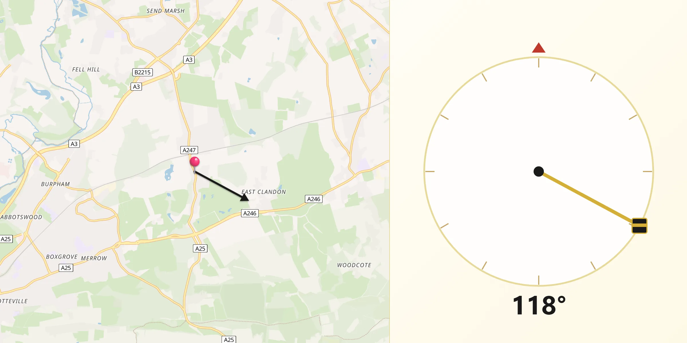 Qibla Direction from West Clandon