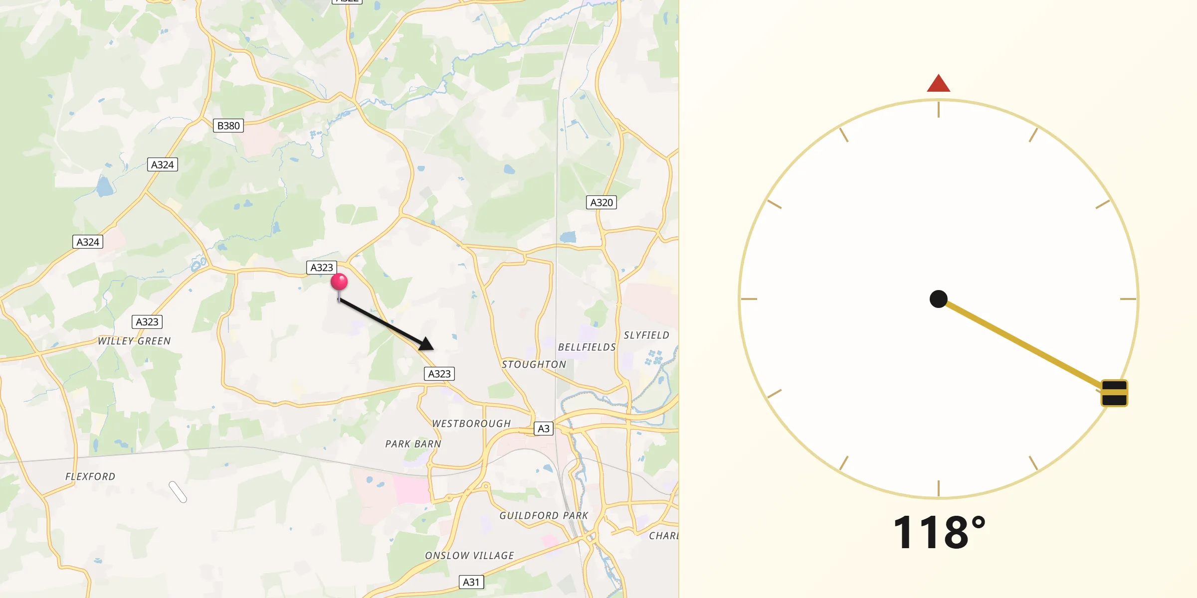 Qibla Direction from Fairlands