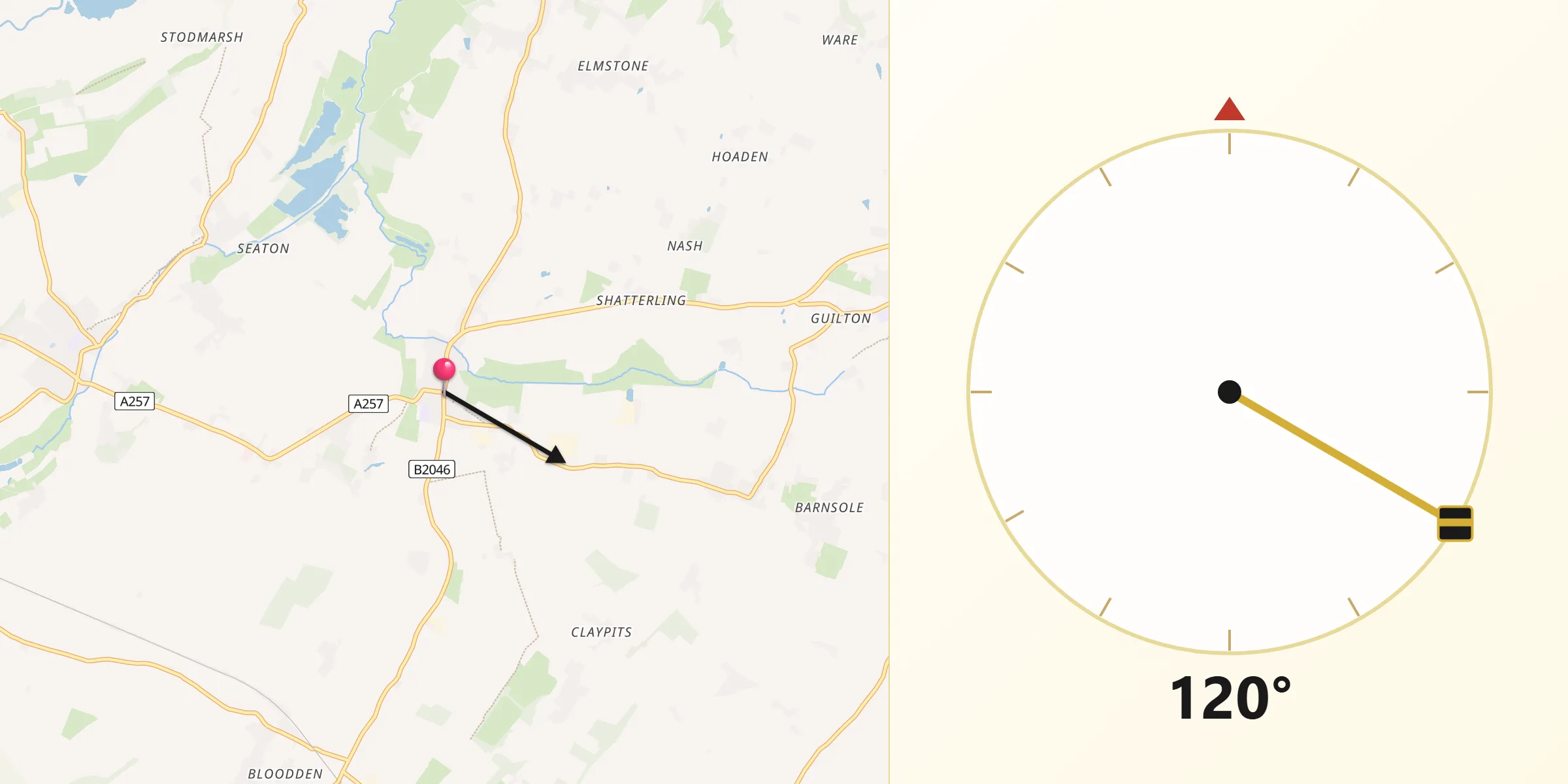 Qibla Direction from Wingham