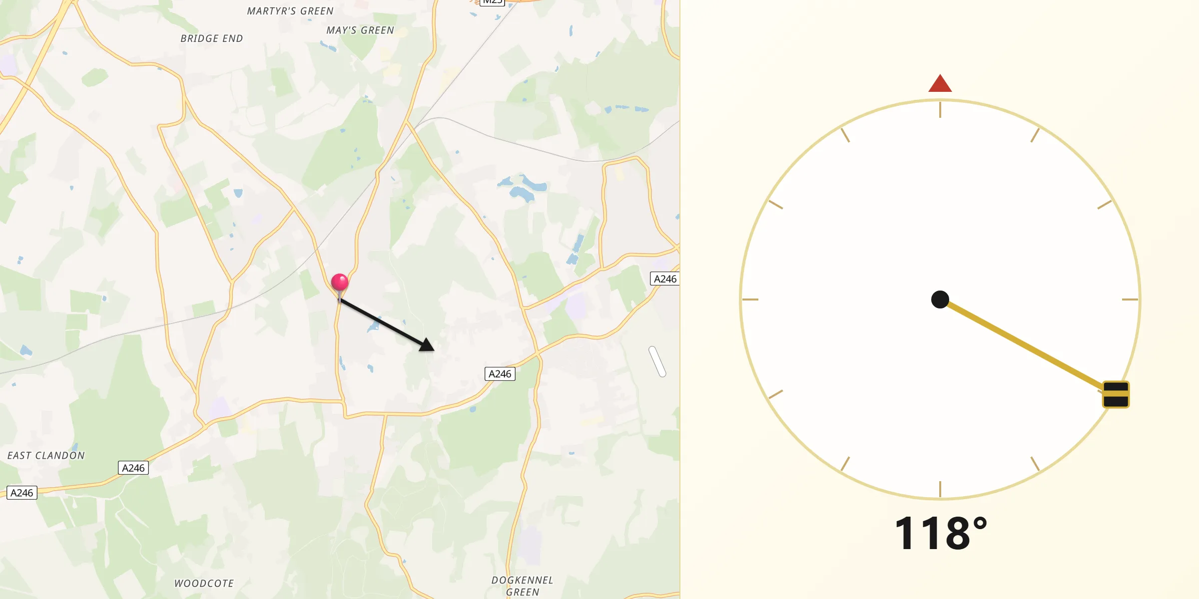 Qibla Direction from East Horsley