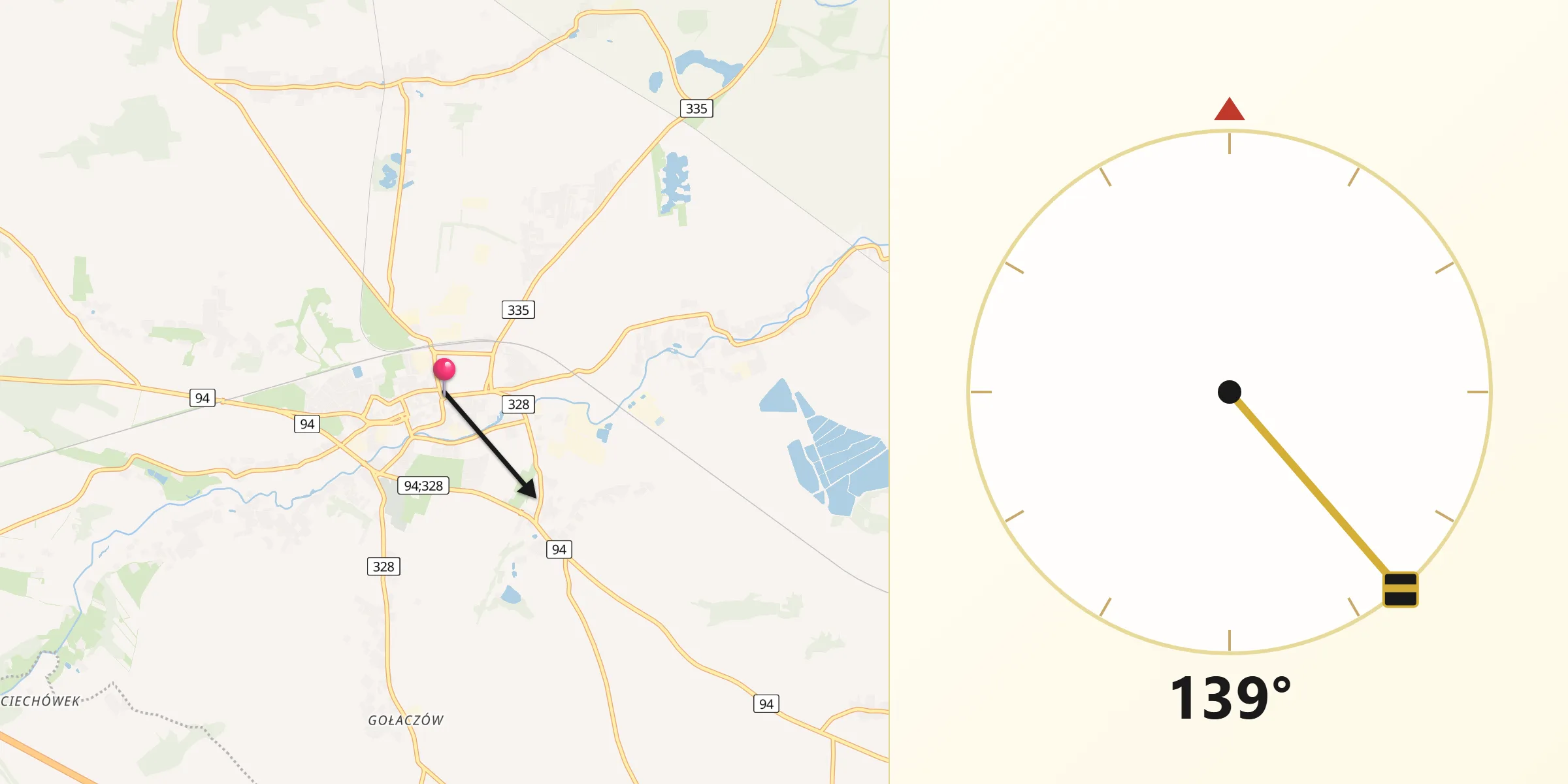 Kierunek Qibla z Chojnów