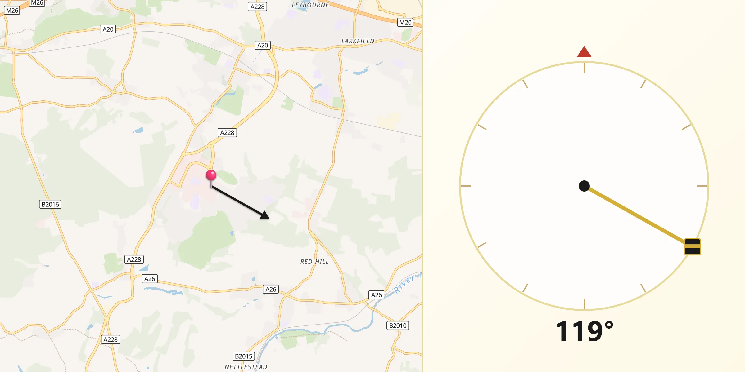 Qibla Direction from Kings Hill
