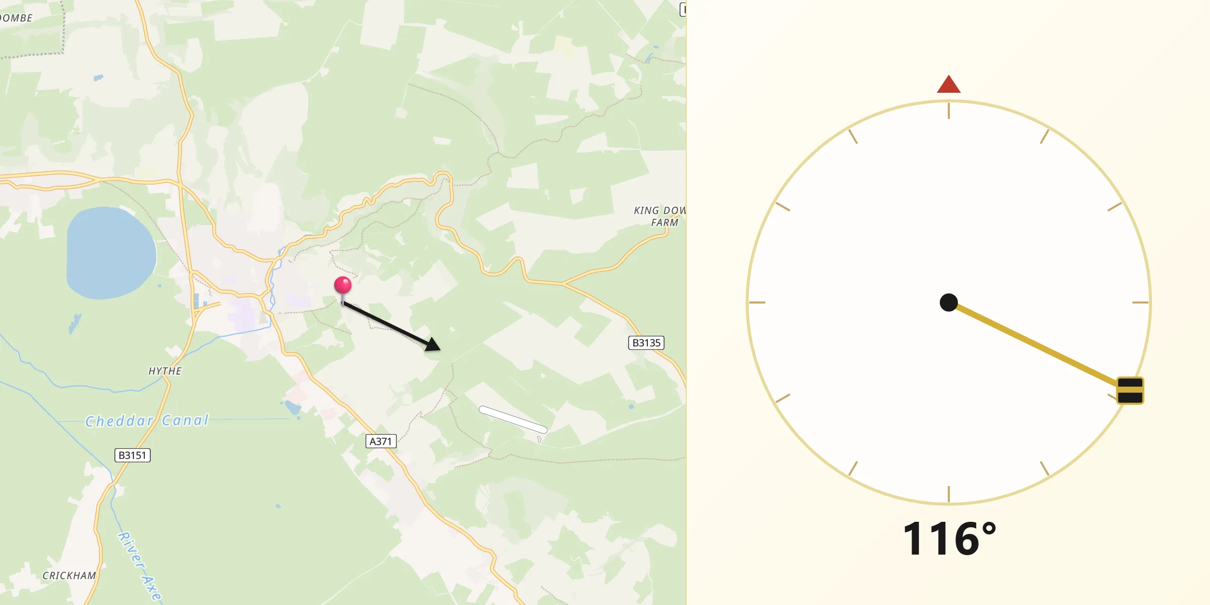 Qibla Direction from Bradley Cross