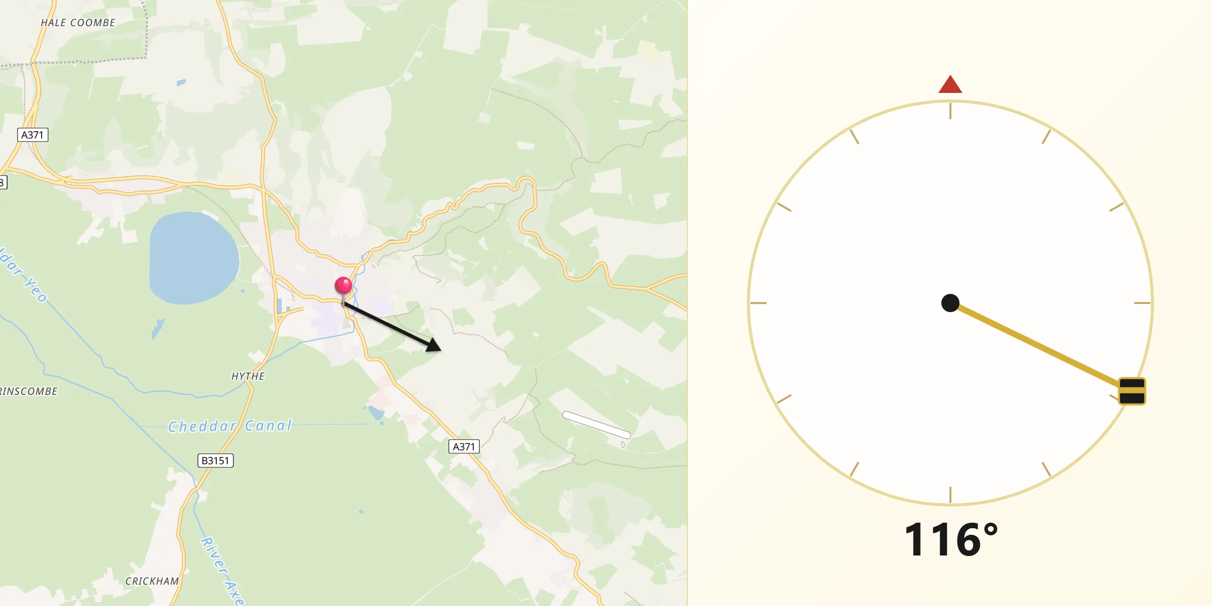 Qibla Direction from Cheddar