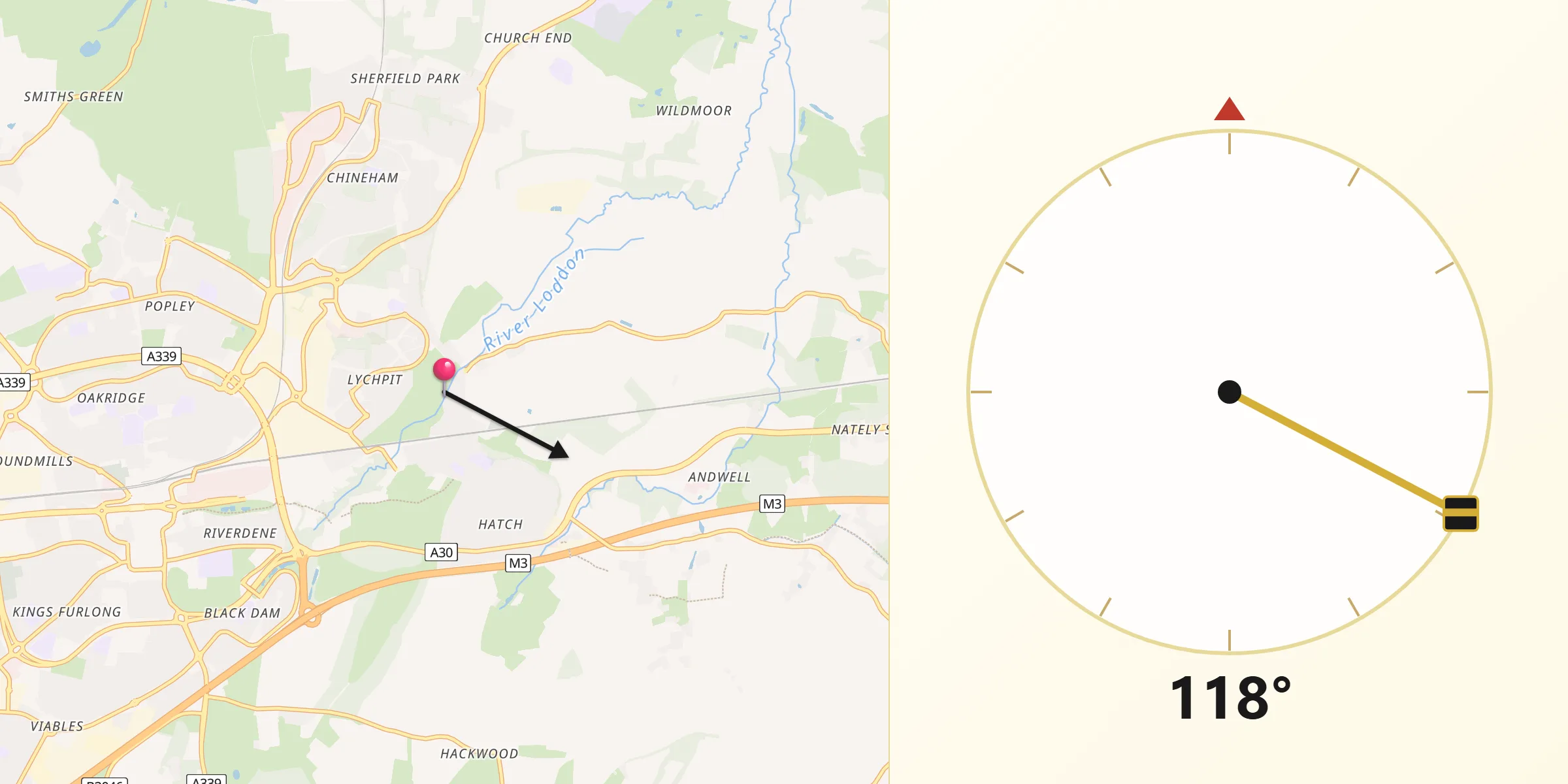 Qibla Direction from Hart