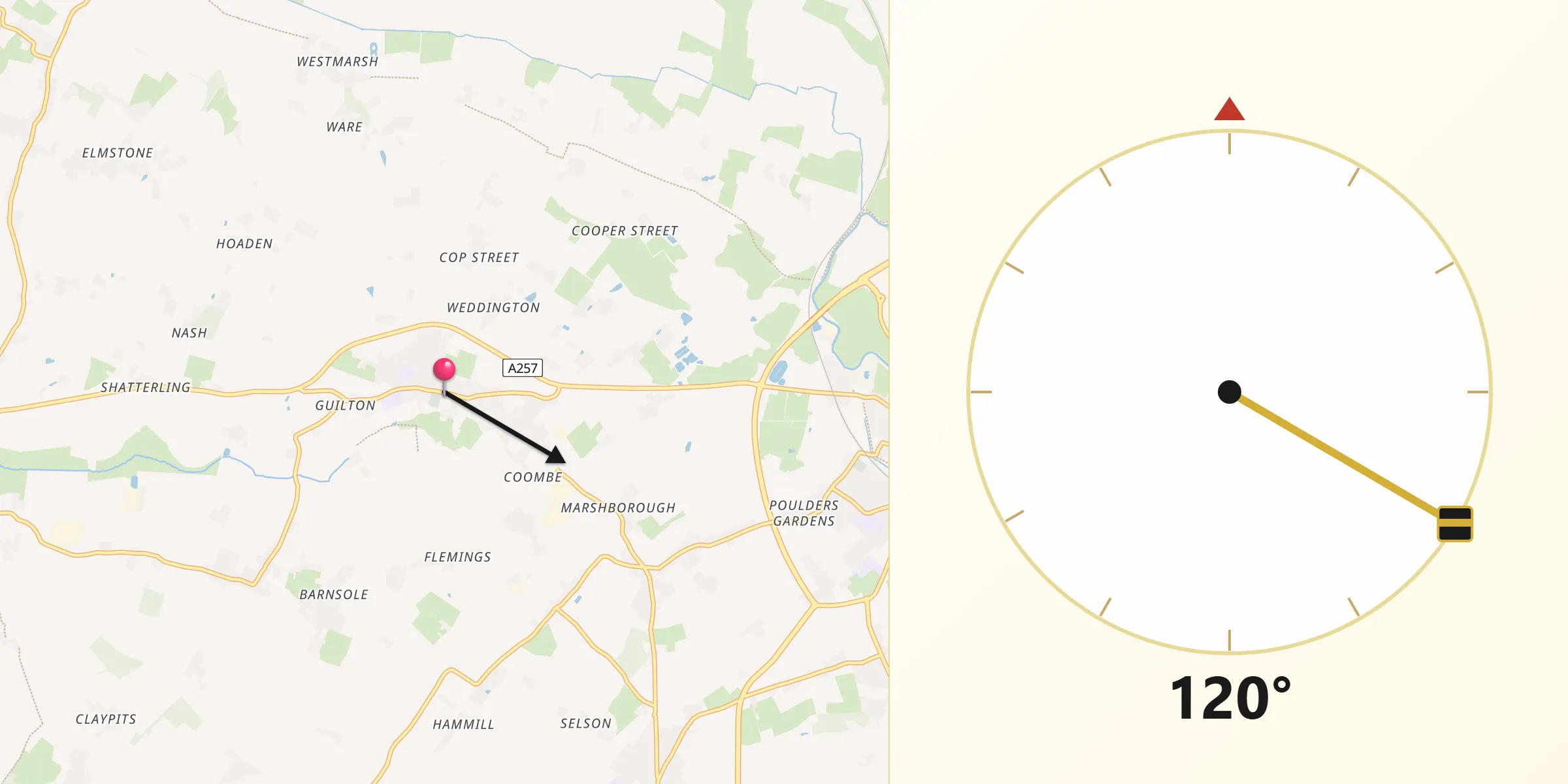 Qibla Direction from Ash