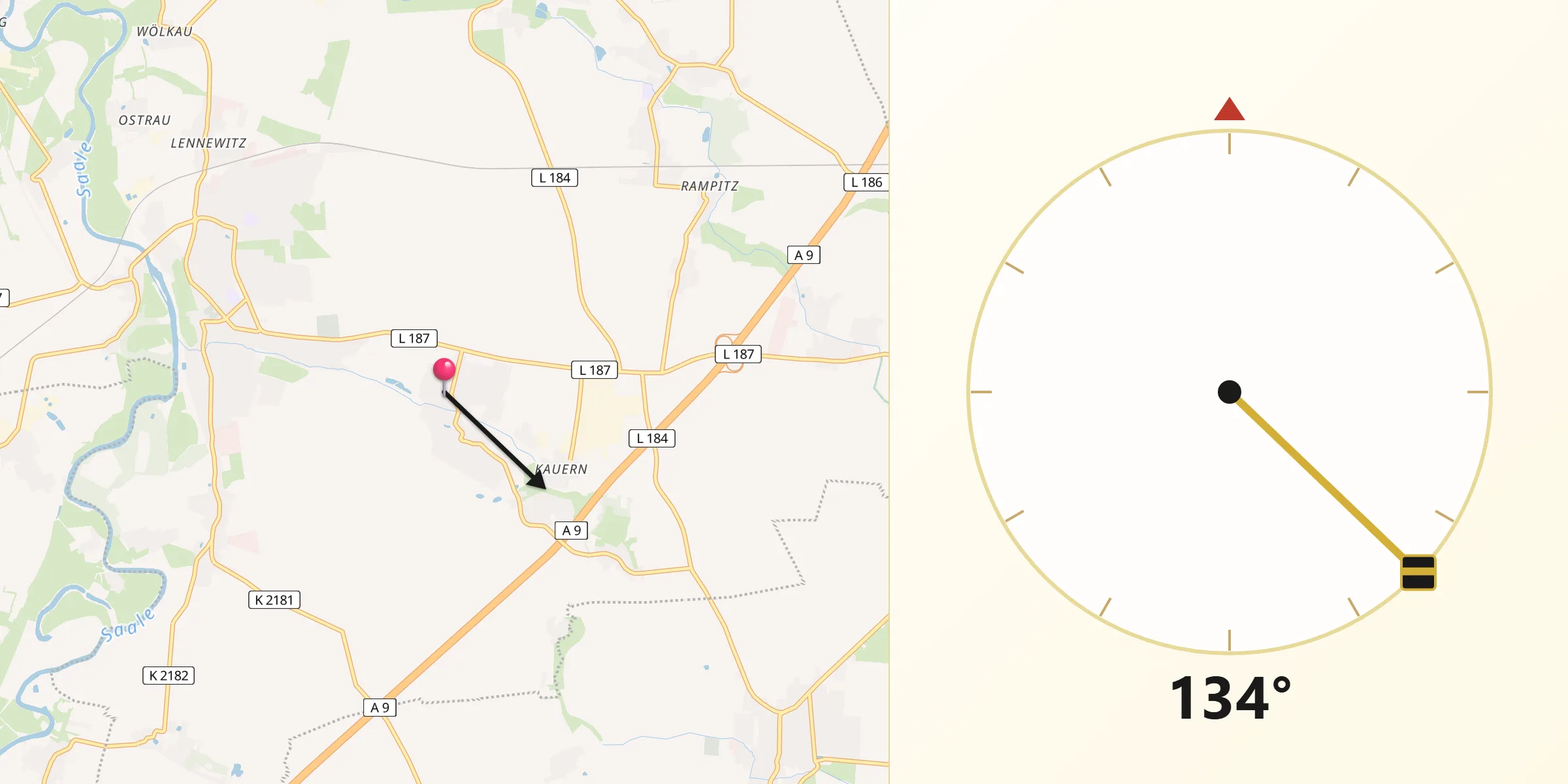Qibla-Richtung von Tollwitz