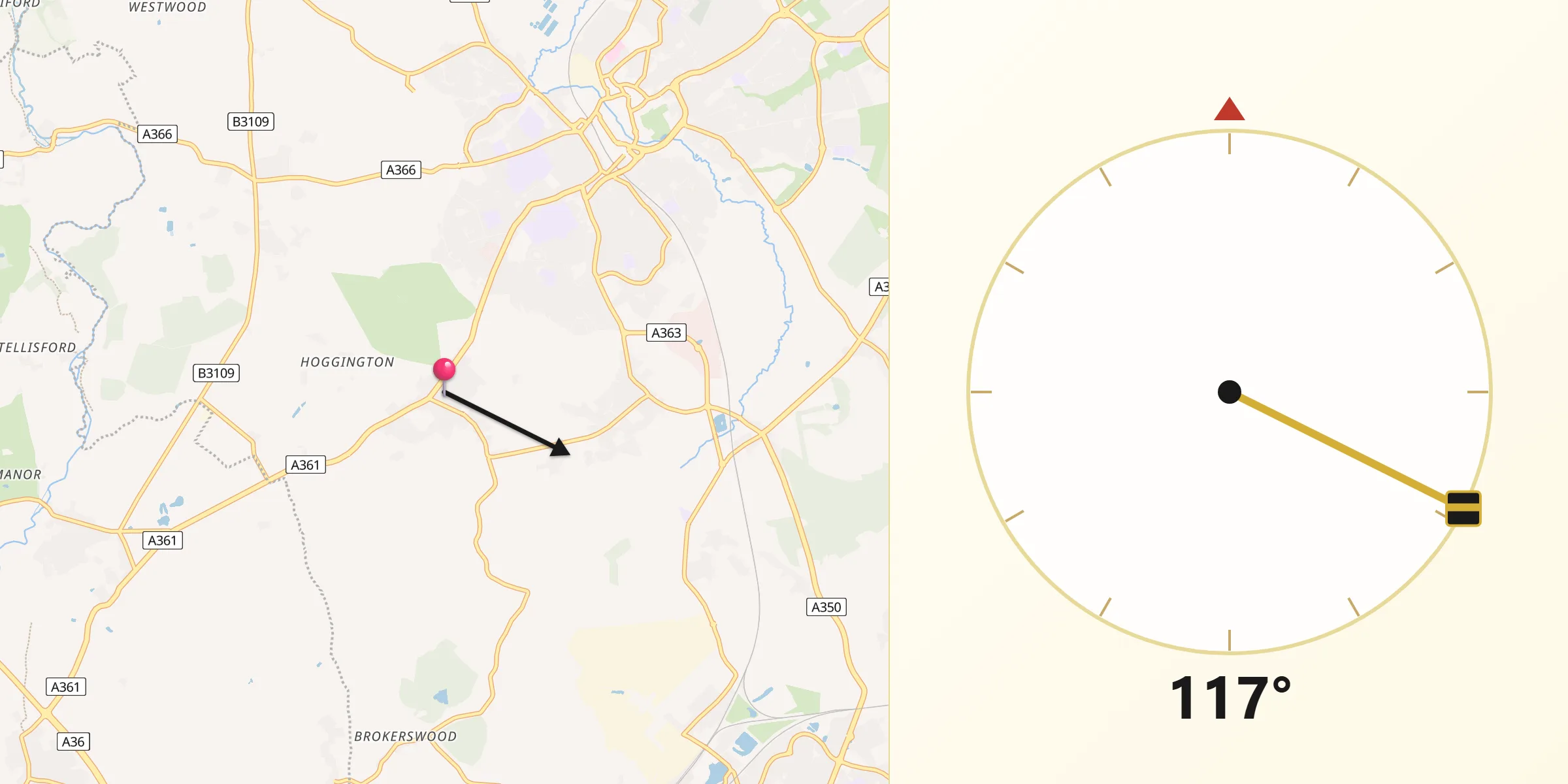 Qibla Direction from Southwick