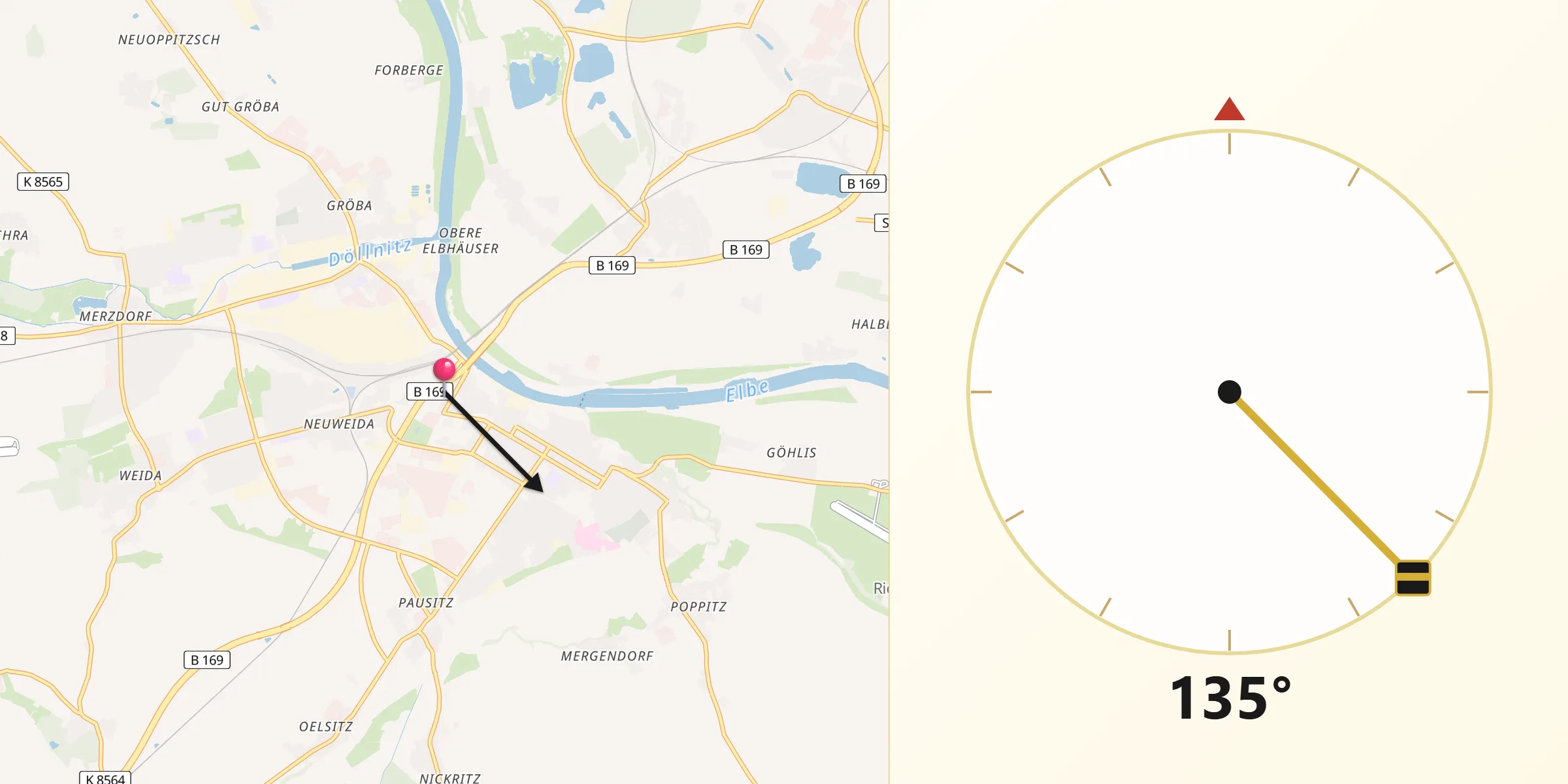 Qibla-Richtung von Riesa