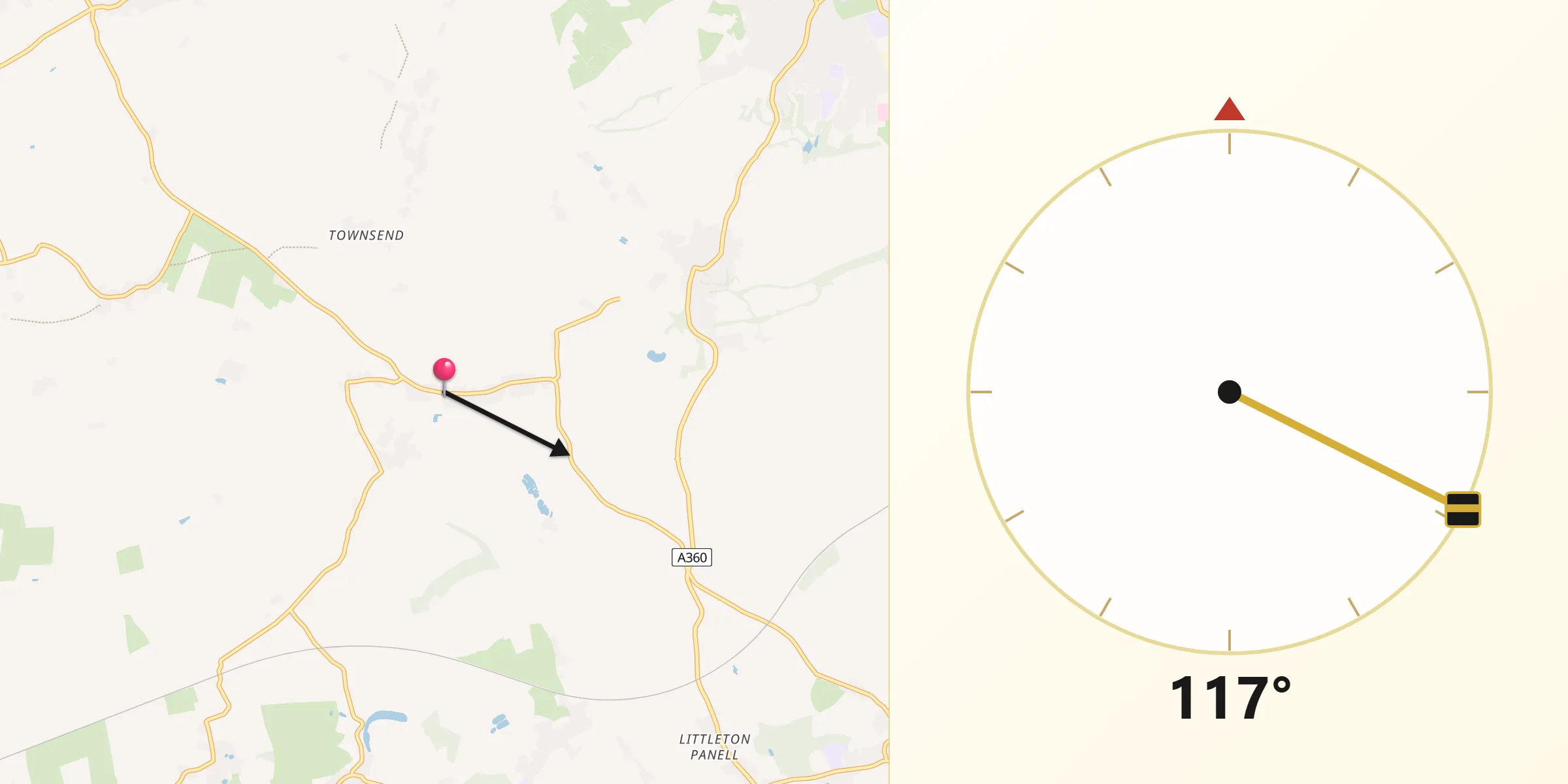 Qibla Direction from Worton