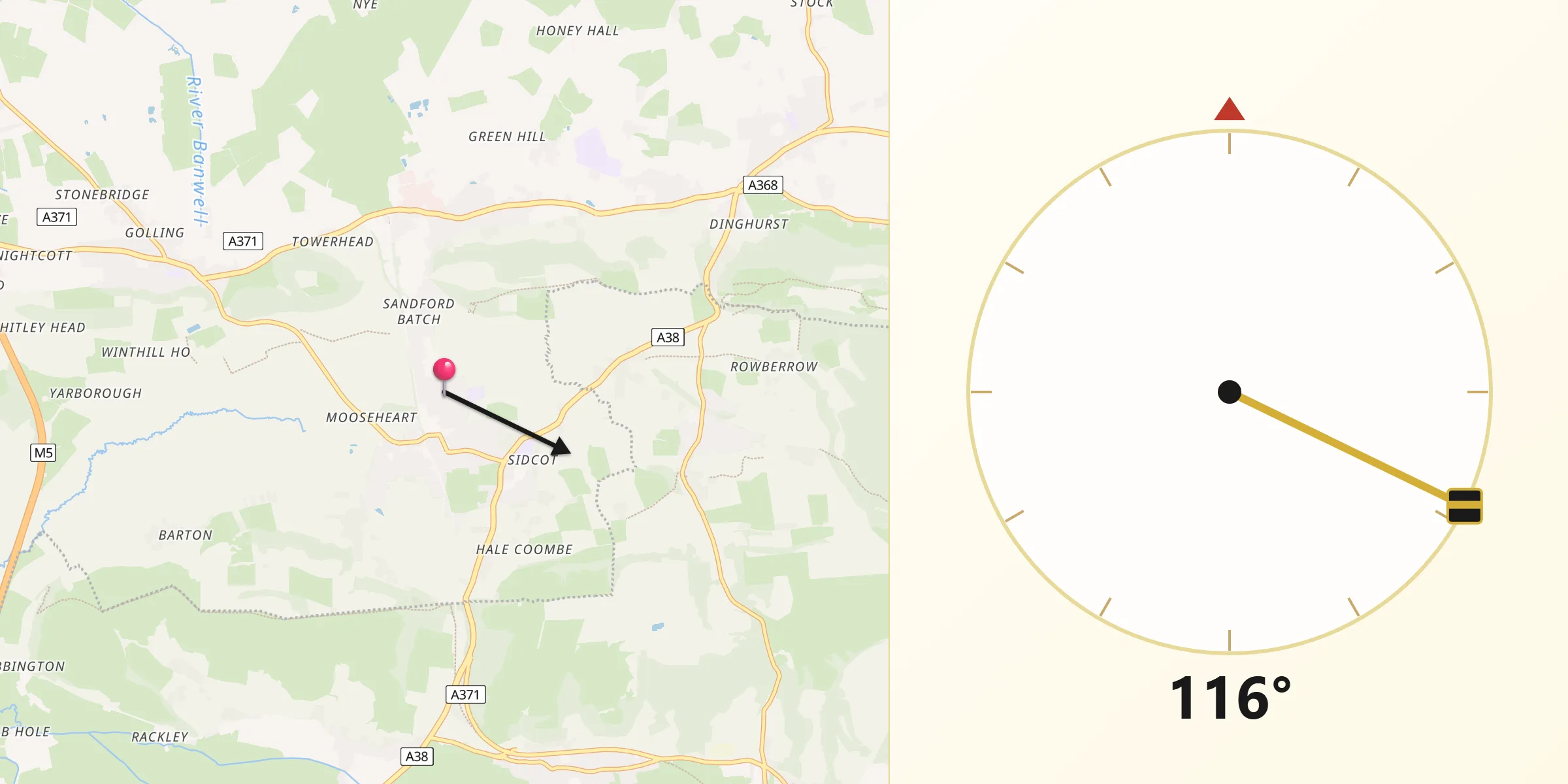 Qibla Direction from Winscombe