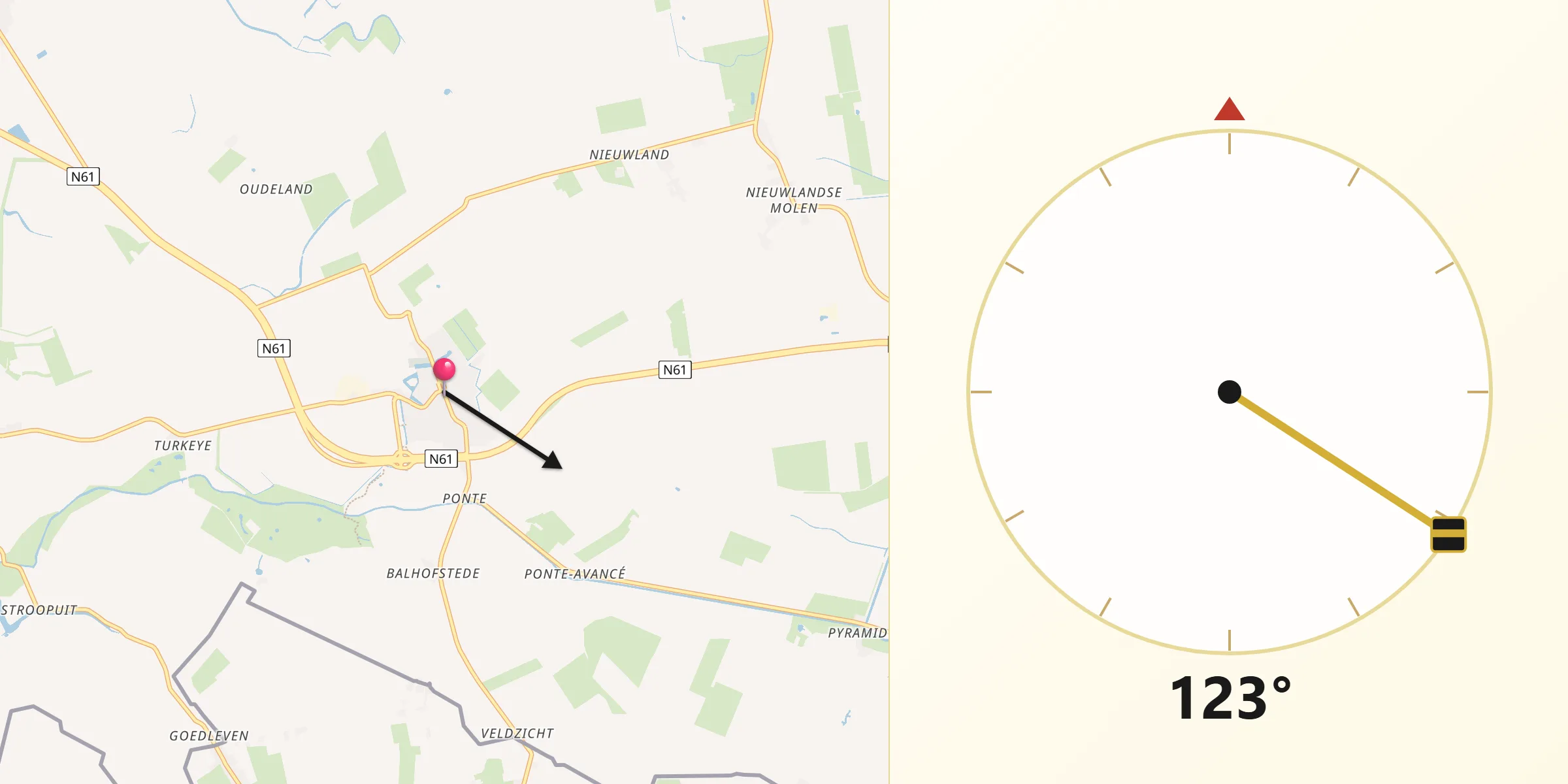 Qibla Richting vanaf IJzendijke