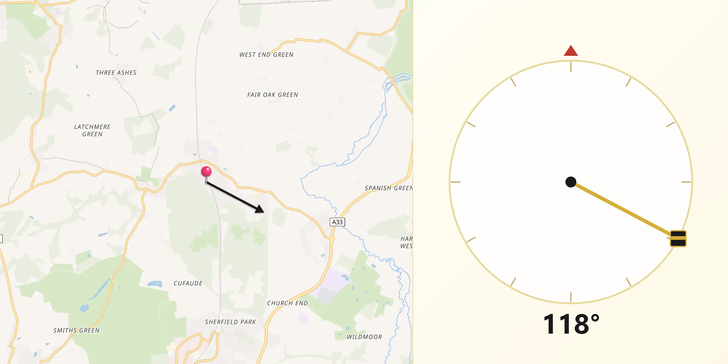 Qibla Direction from Bramley