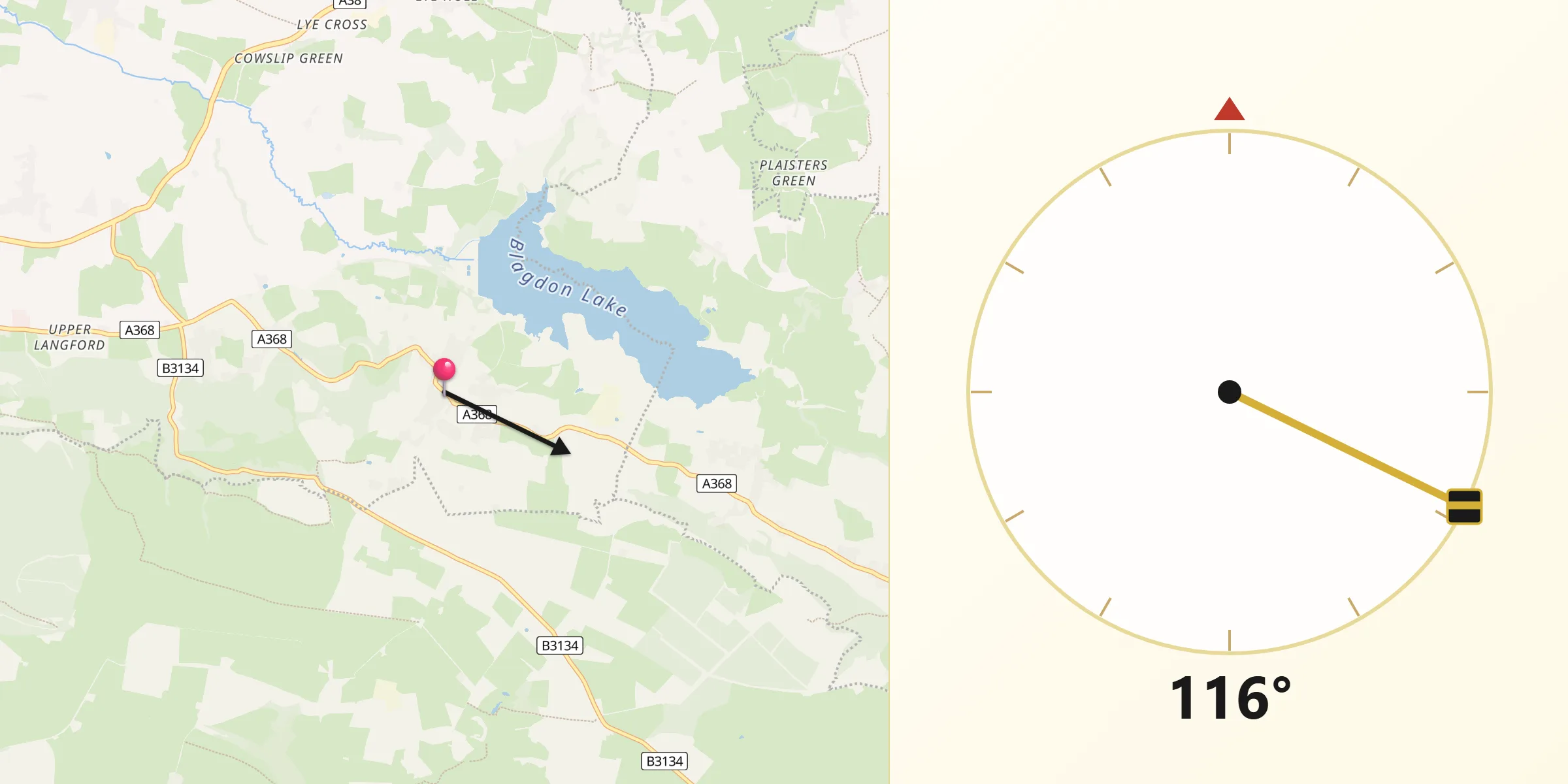 Qibla Direction from Blagdon