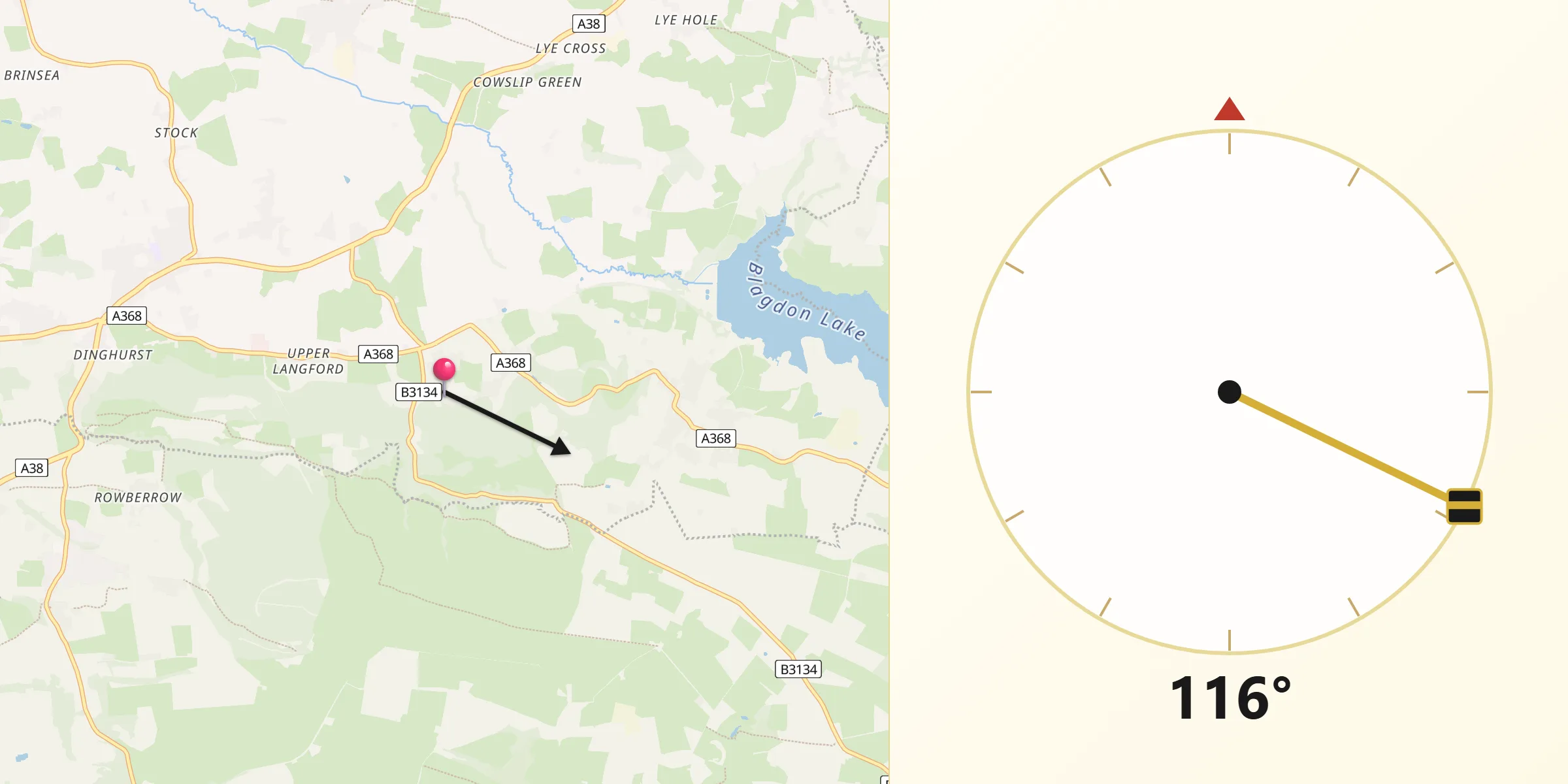 Qibla Direction from Burrington