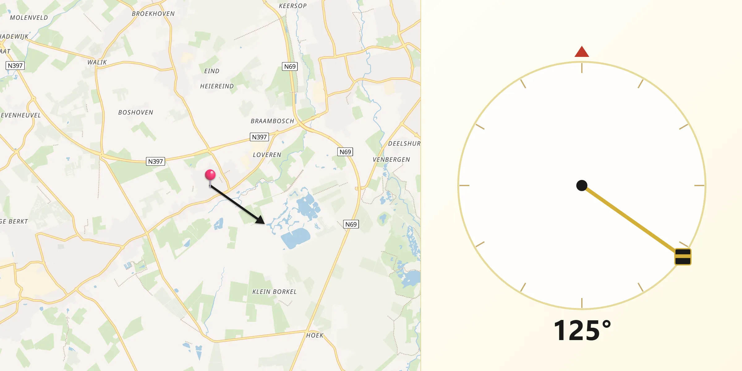 Qibla Richting vanaf Westerhoven