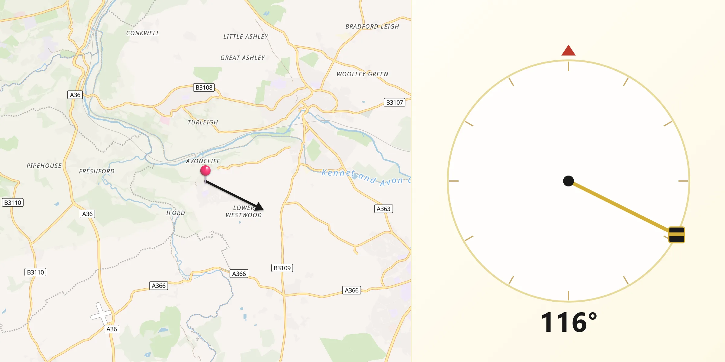 Qibla Direction from Westwood