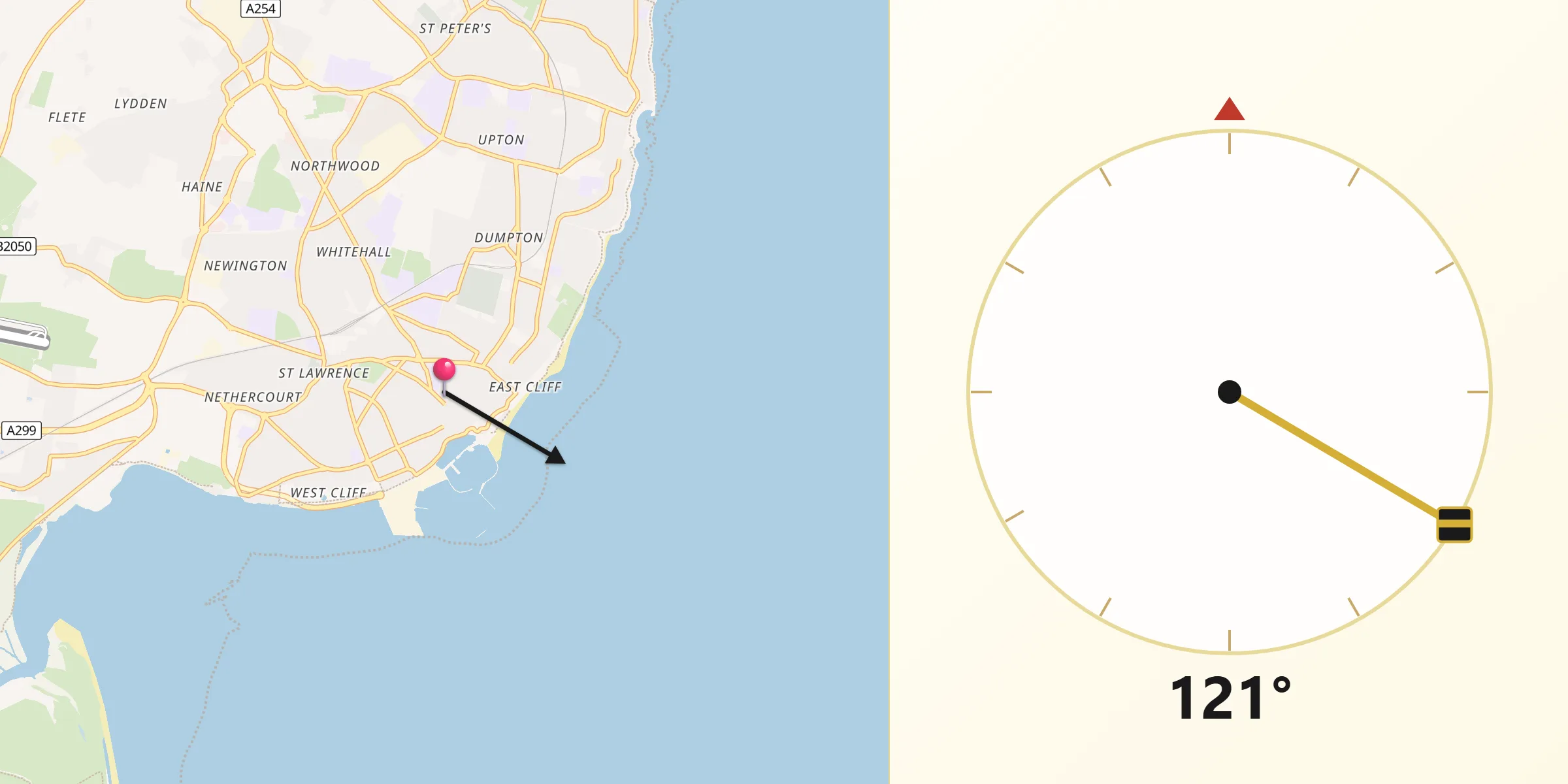 Qibla Direction from Ramsgate