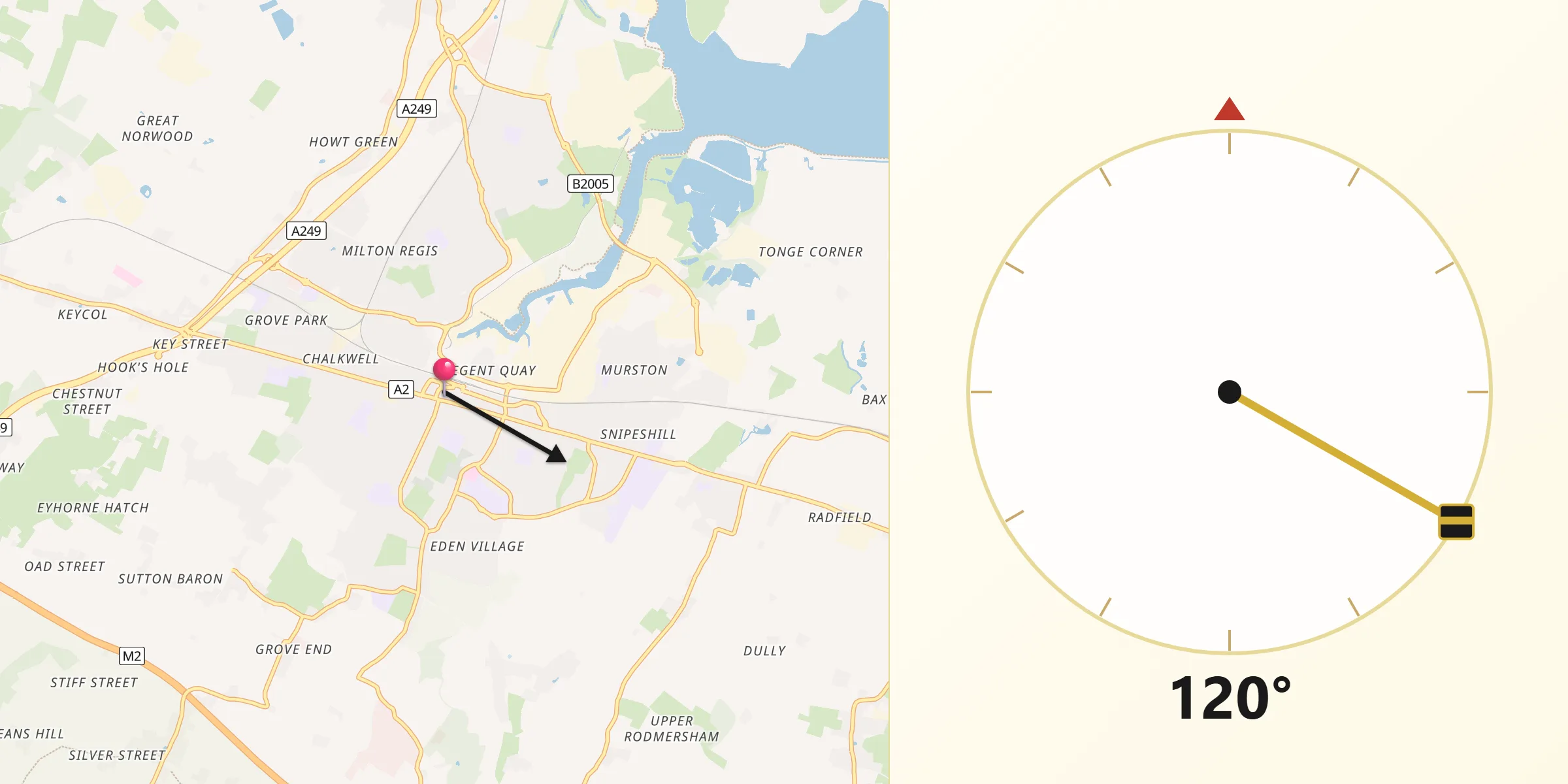 Qibla Direction from Sittingbourne