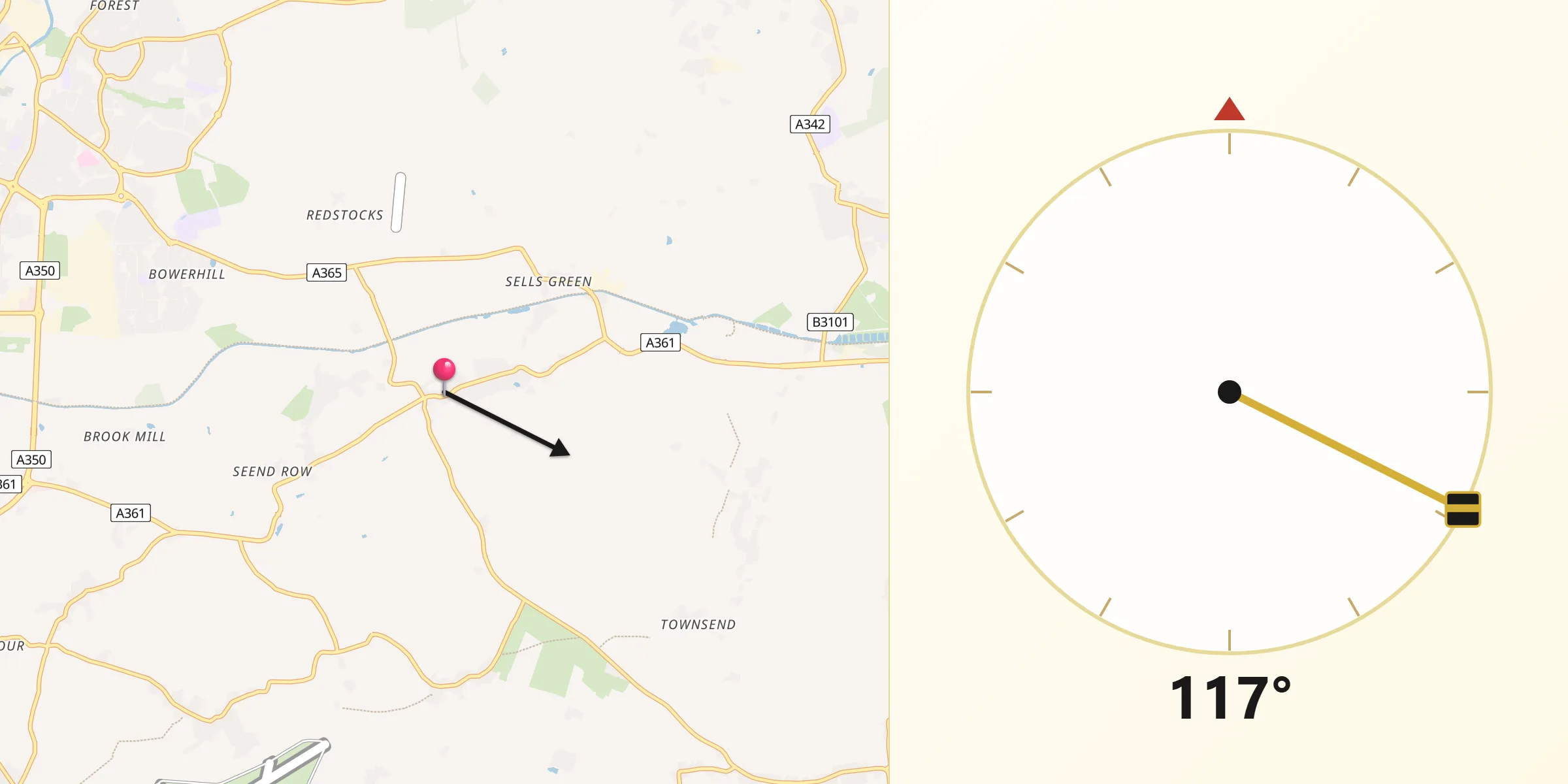 Qibla Direction from Seend