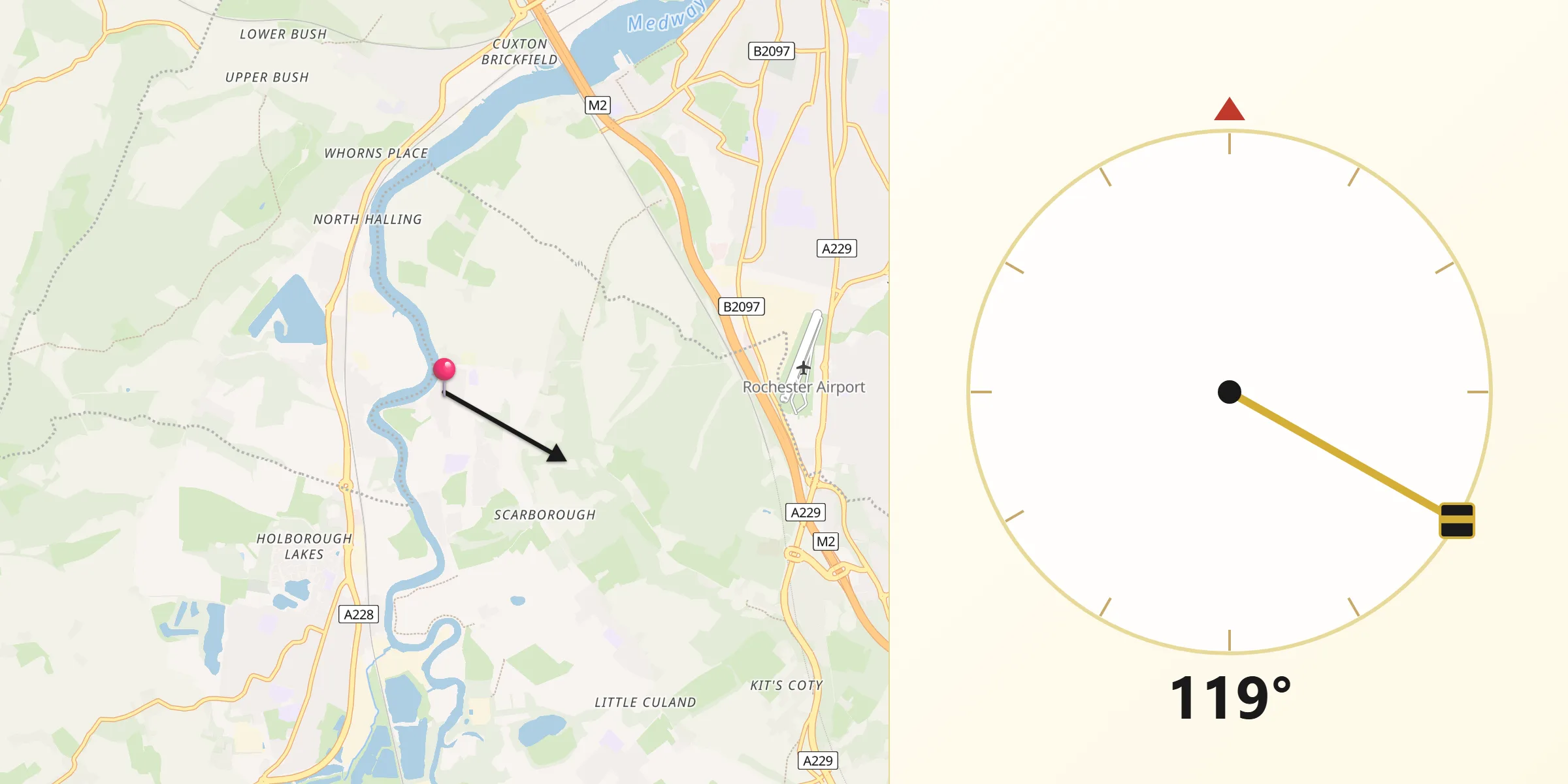 Qibla Direction from Wouldham