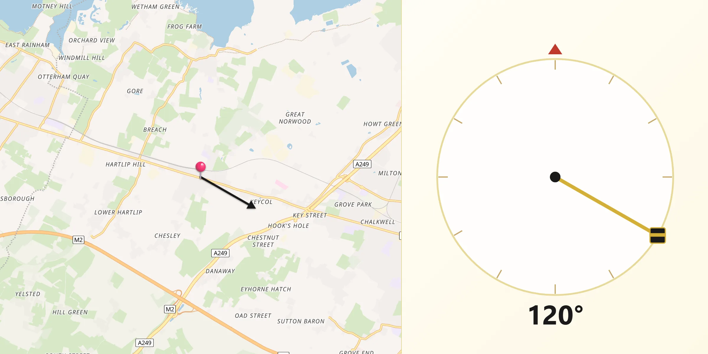 Qibla Direction from Newington