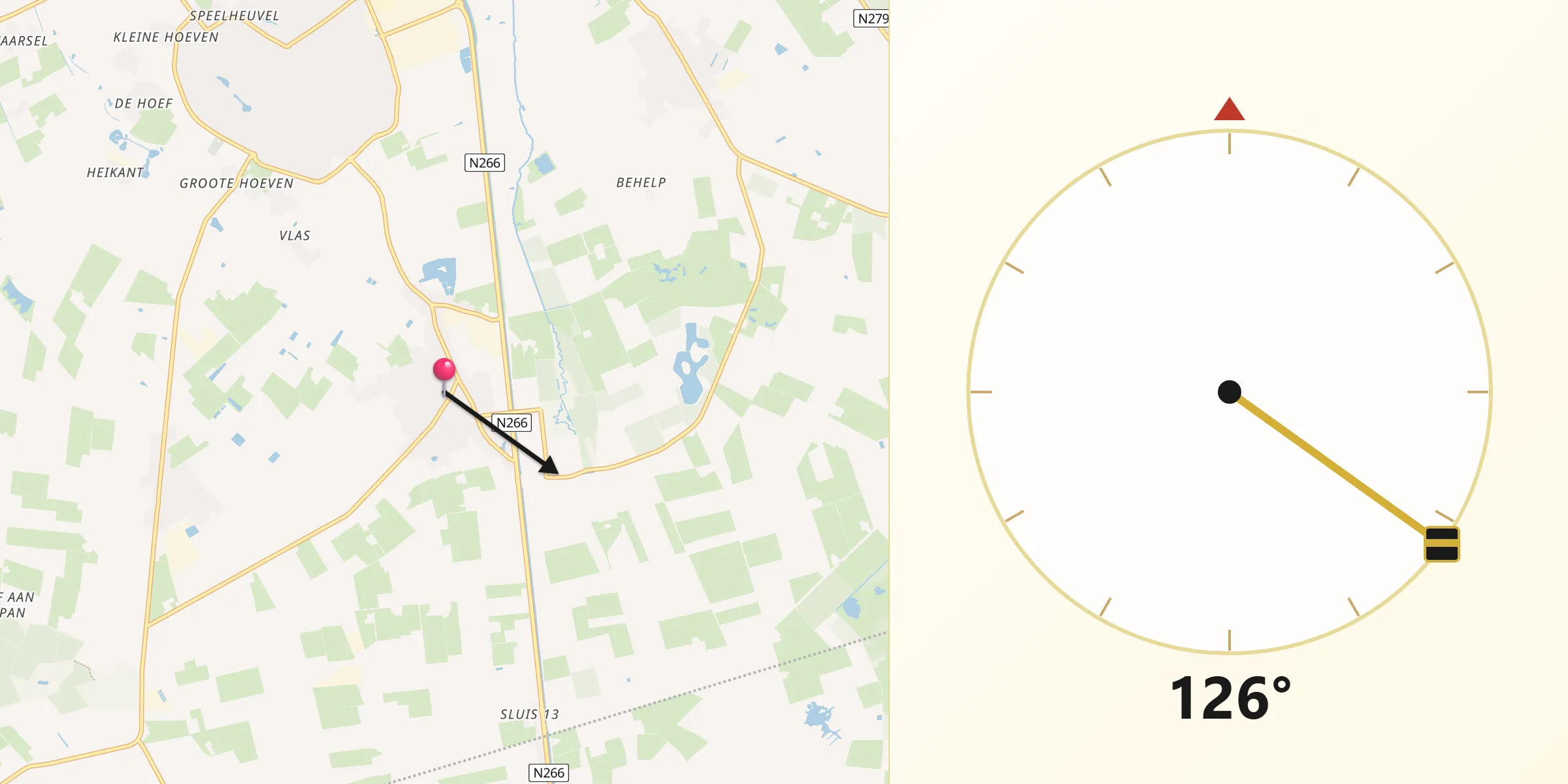 Qibla Richting vanaf Someren-Eind