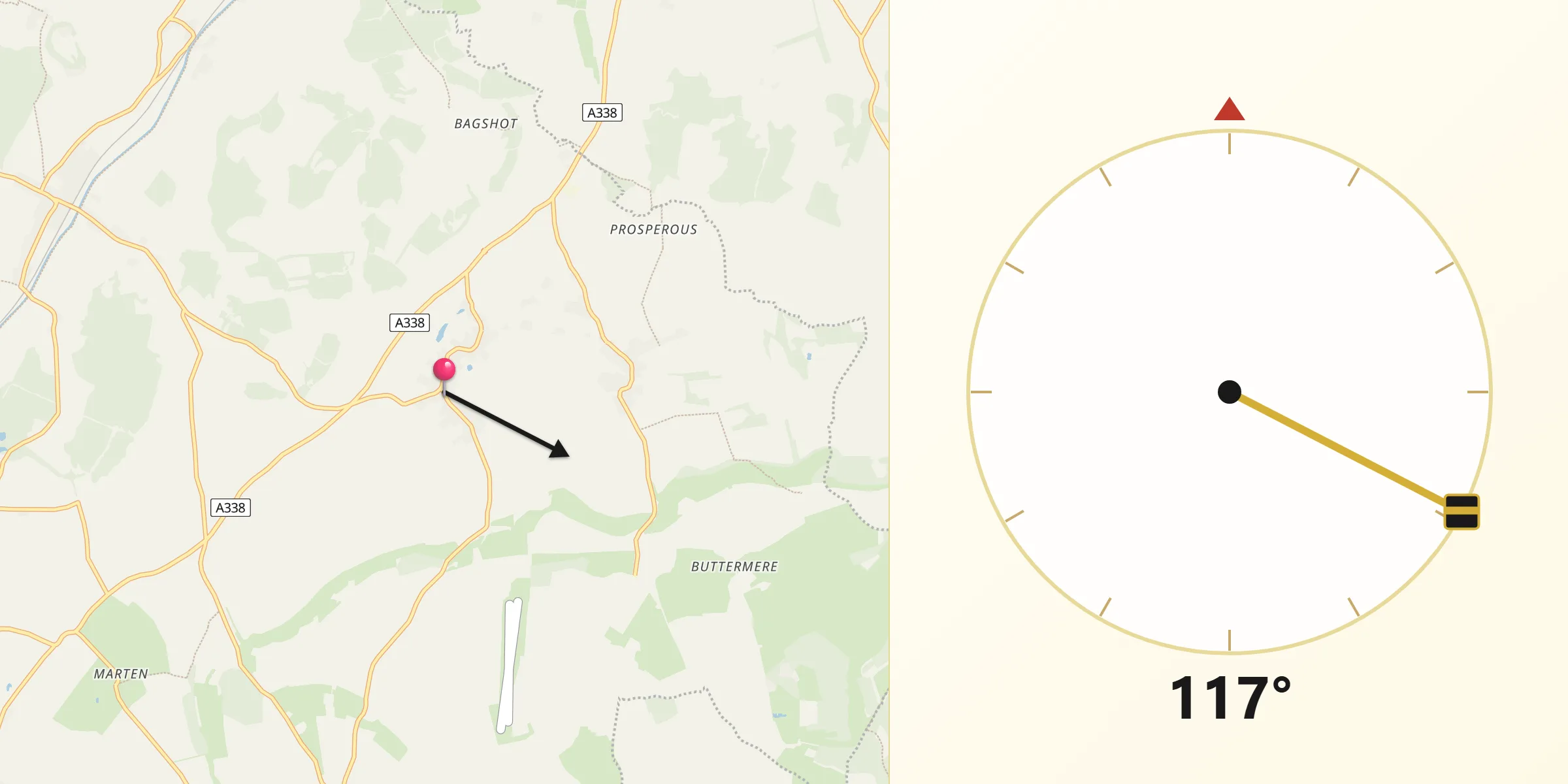 Qibla Direction from Shalbourne