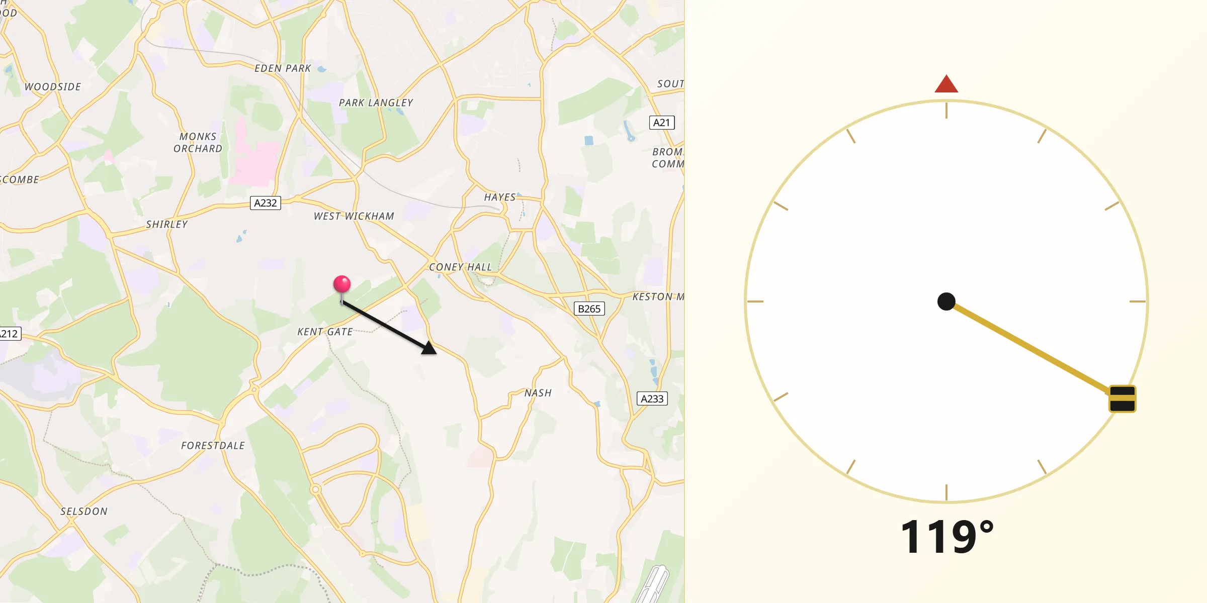 Qibla Direction from West Wickham