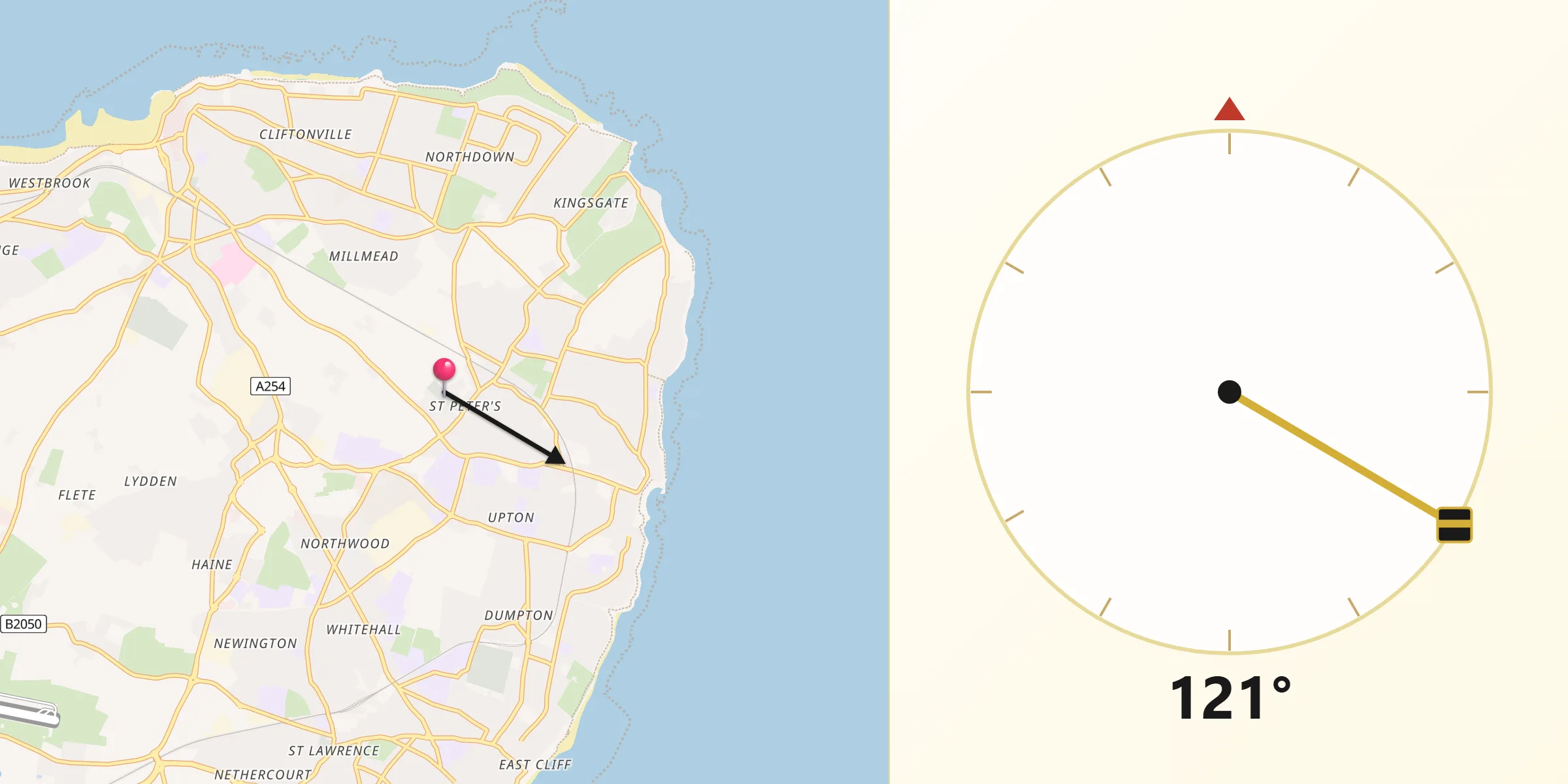 Direzione della Qibla da Saint Peters