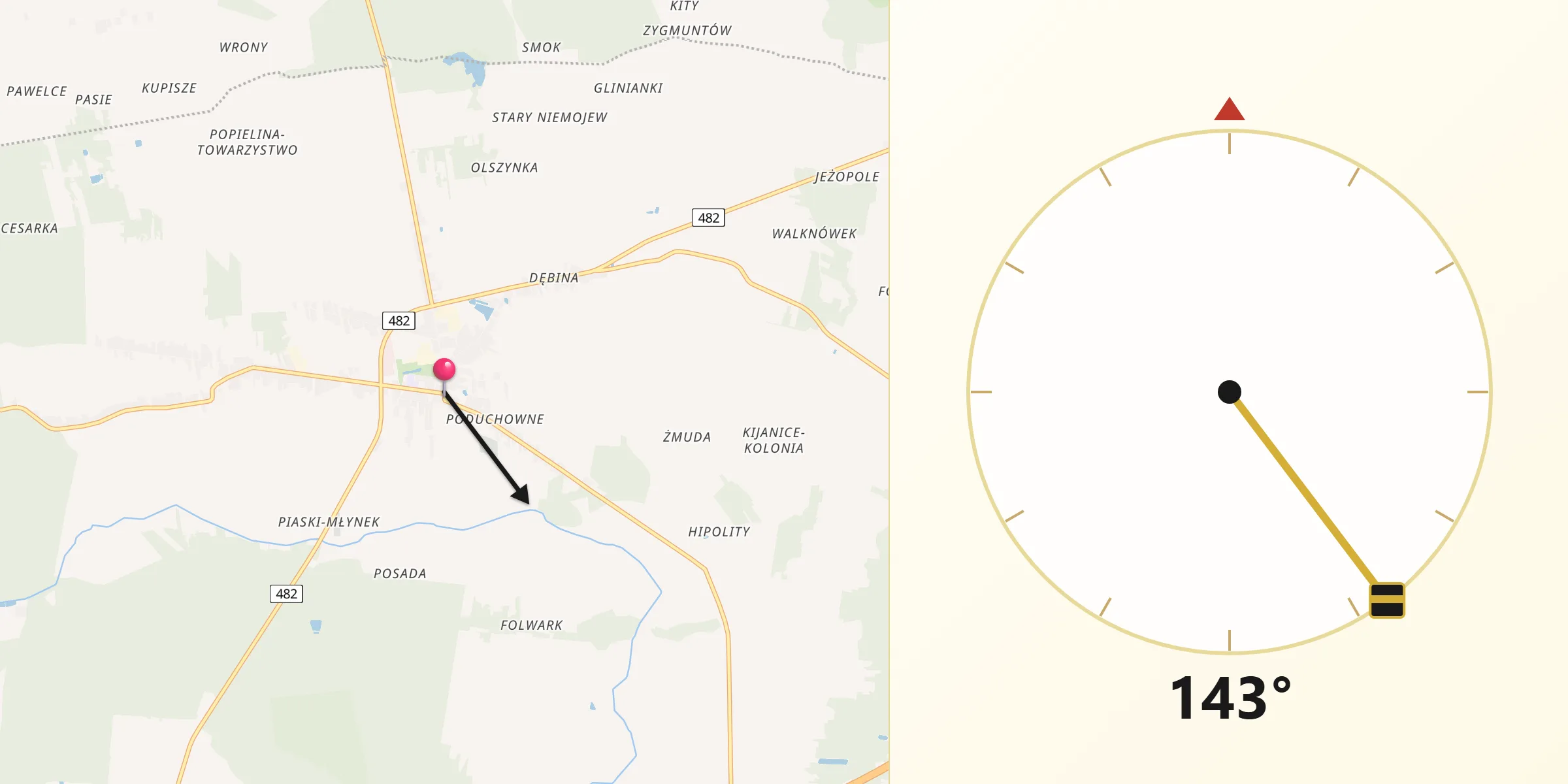 Kierunek Qibla z Lututów