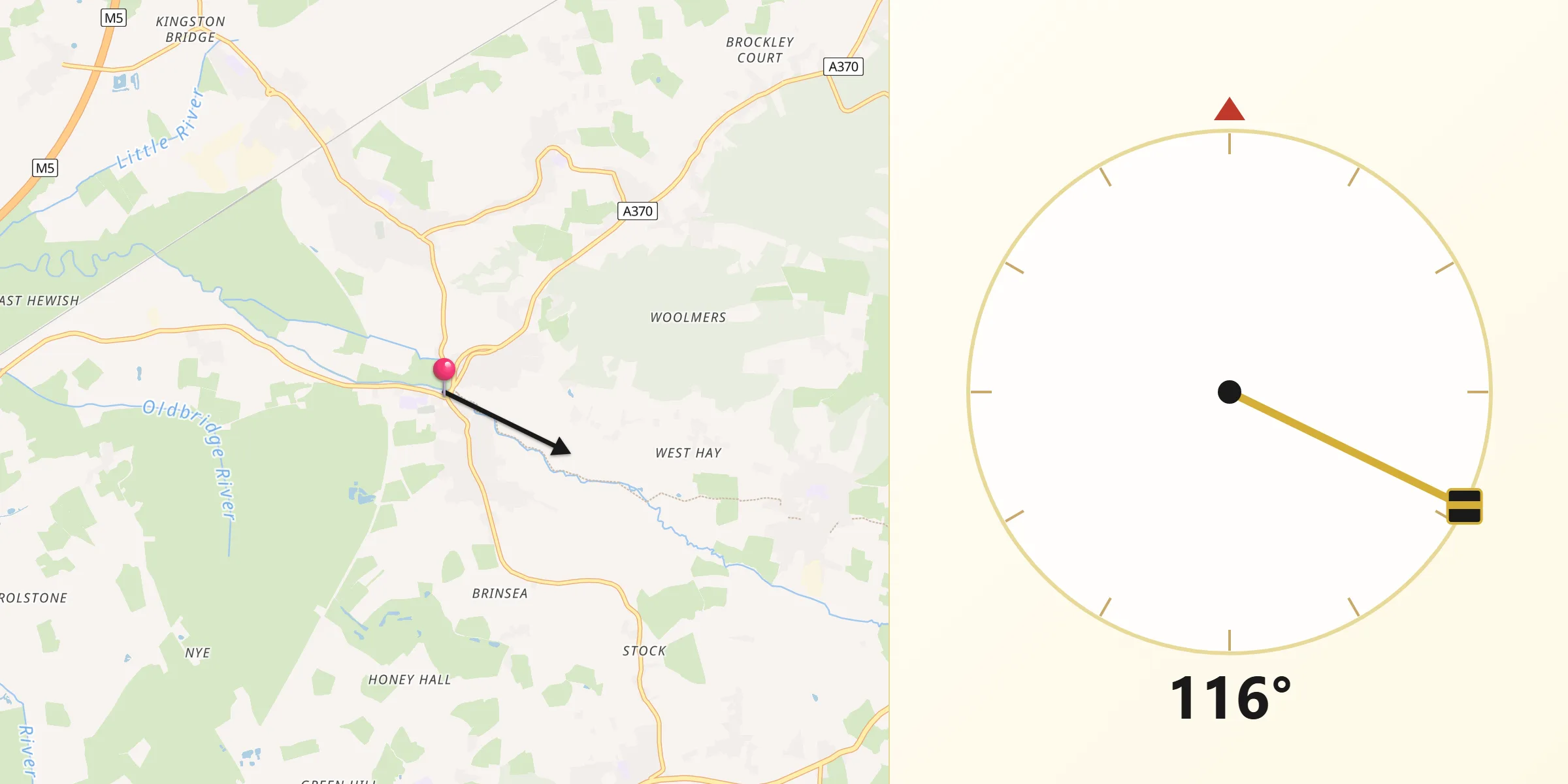 Qibla Direction from Congresbury