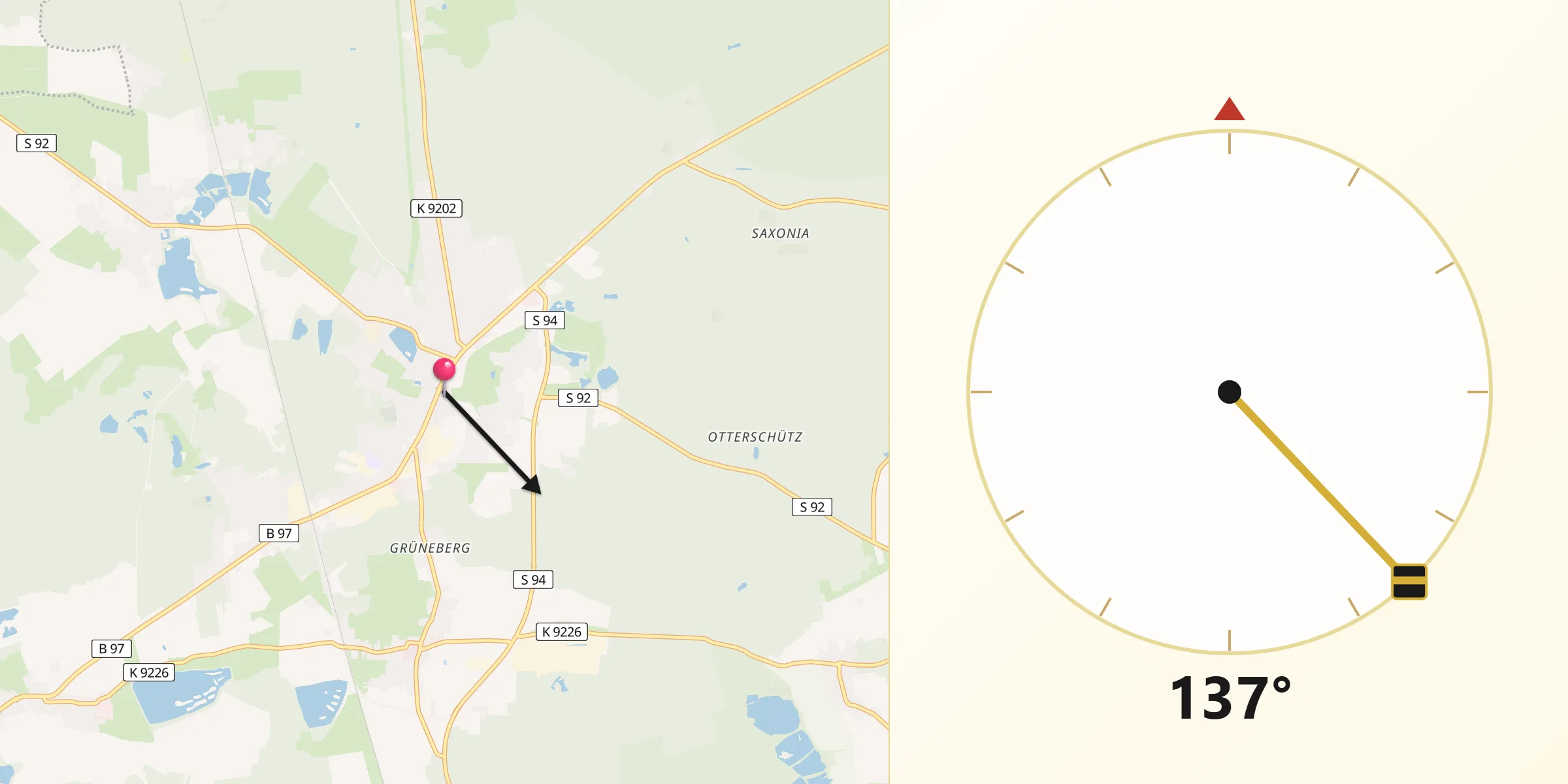 Qibla-Richtung von Bernsdorf