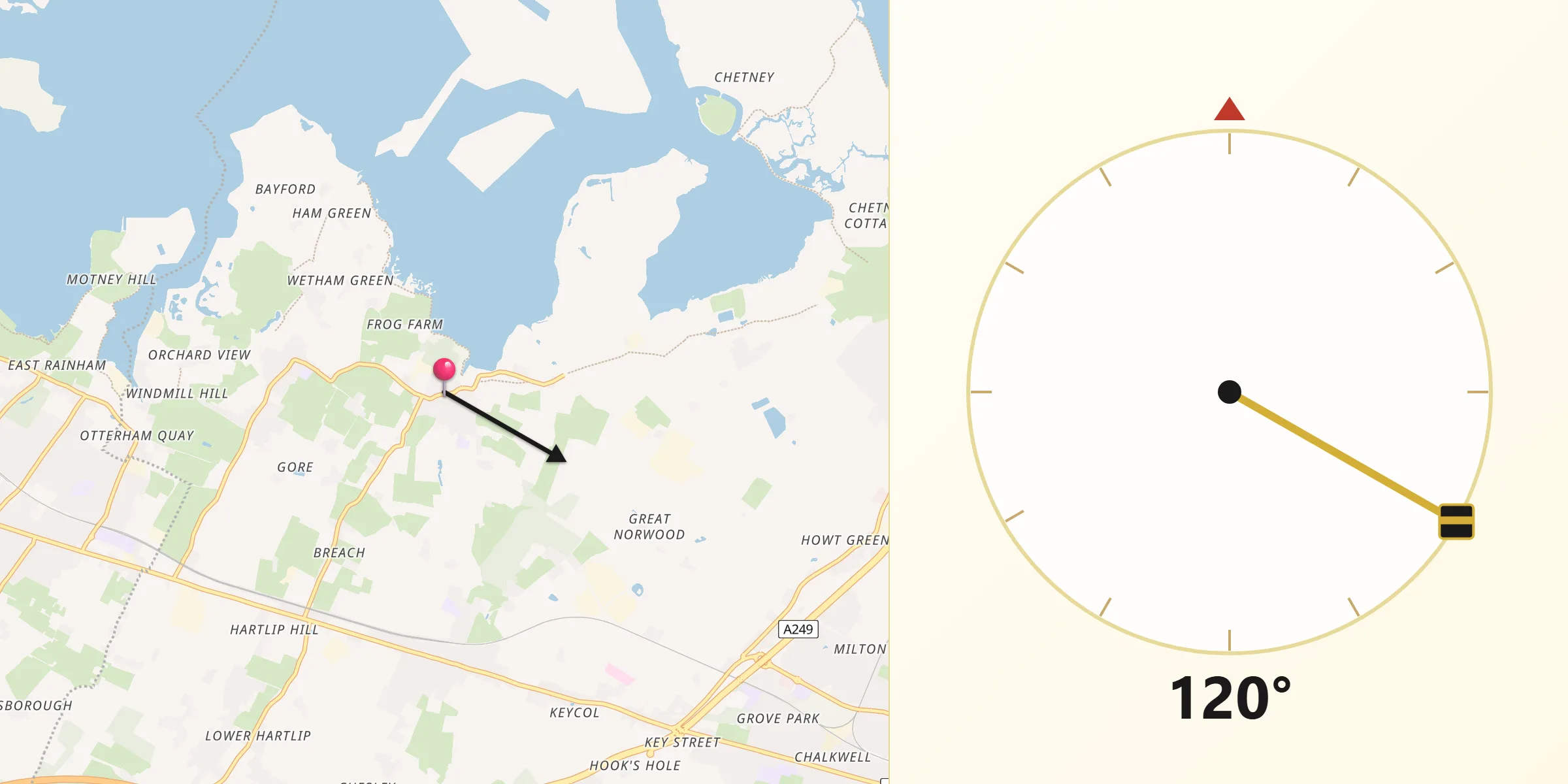 Qibla Direction from Lower Halstow