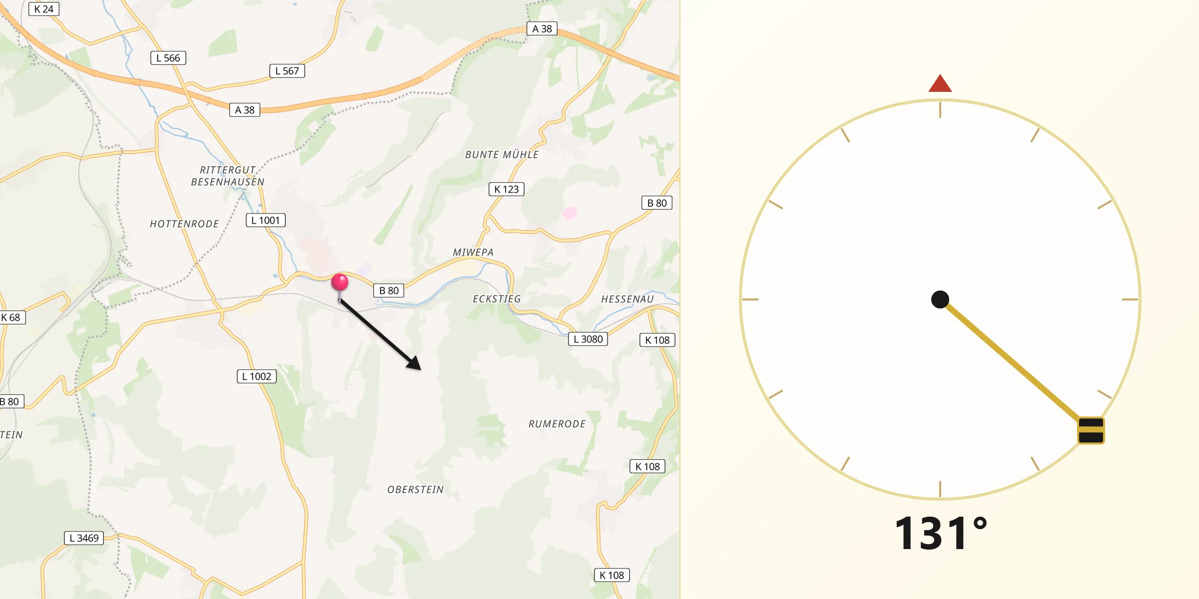 Qibla-Richtung von Arenshausen