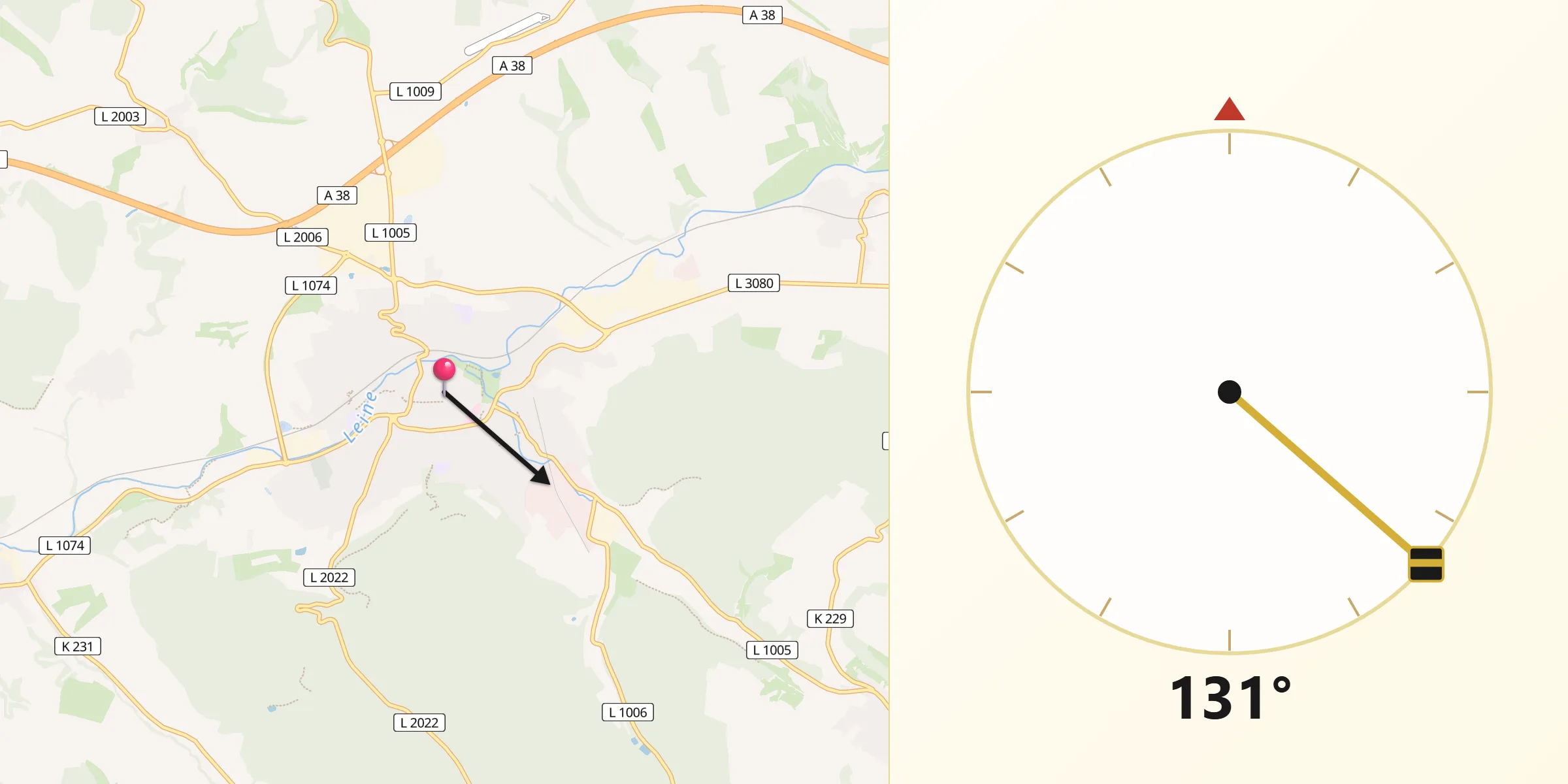 Qibla-Richtung von Heilbad Heiligenstadt