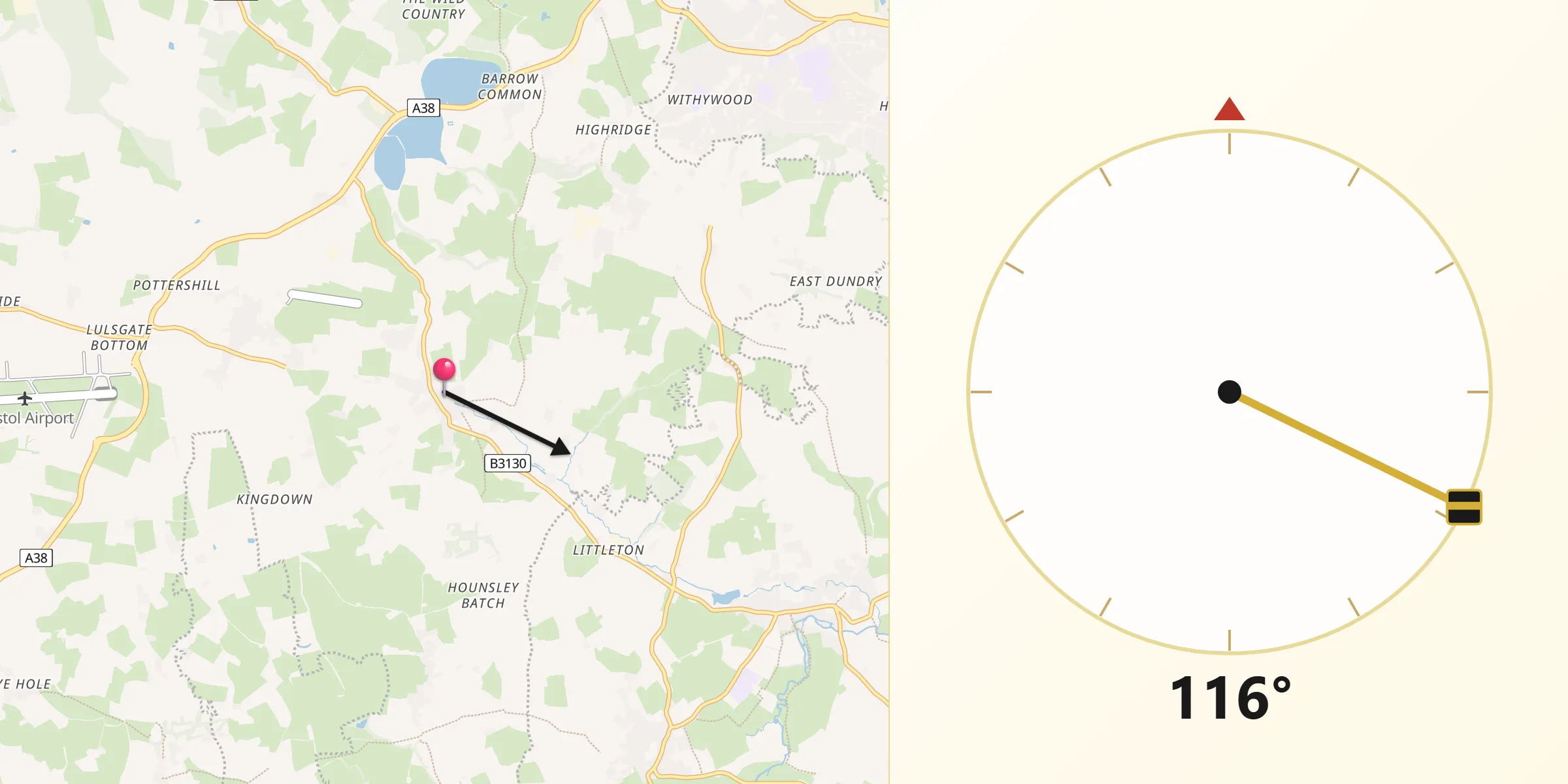 Qibla Direction from Winford