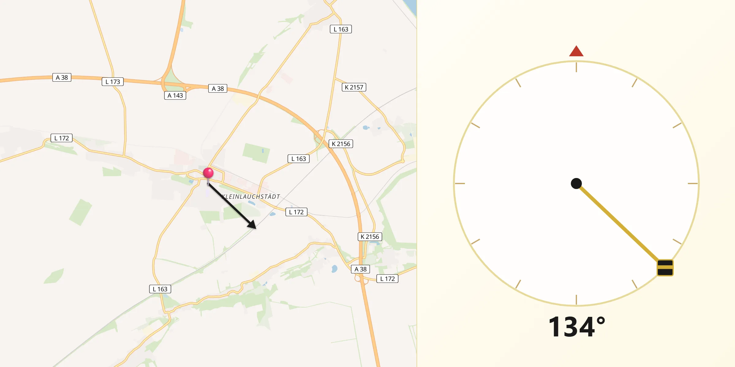 Qibla-Richtung von Bad Lauchstädt
