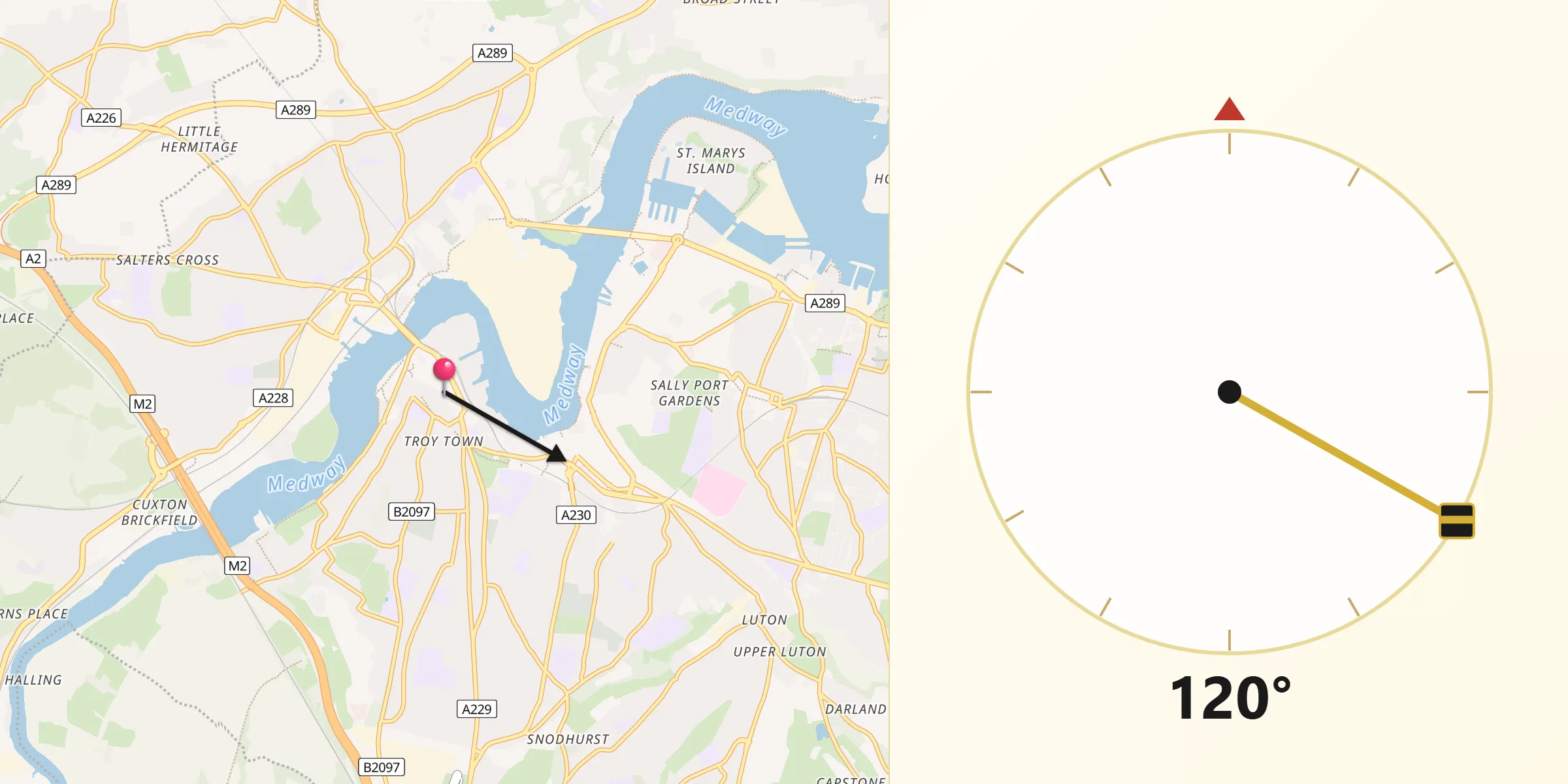 Qibla Direction from Rochester