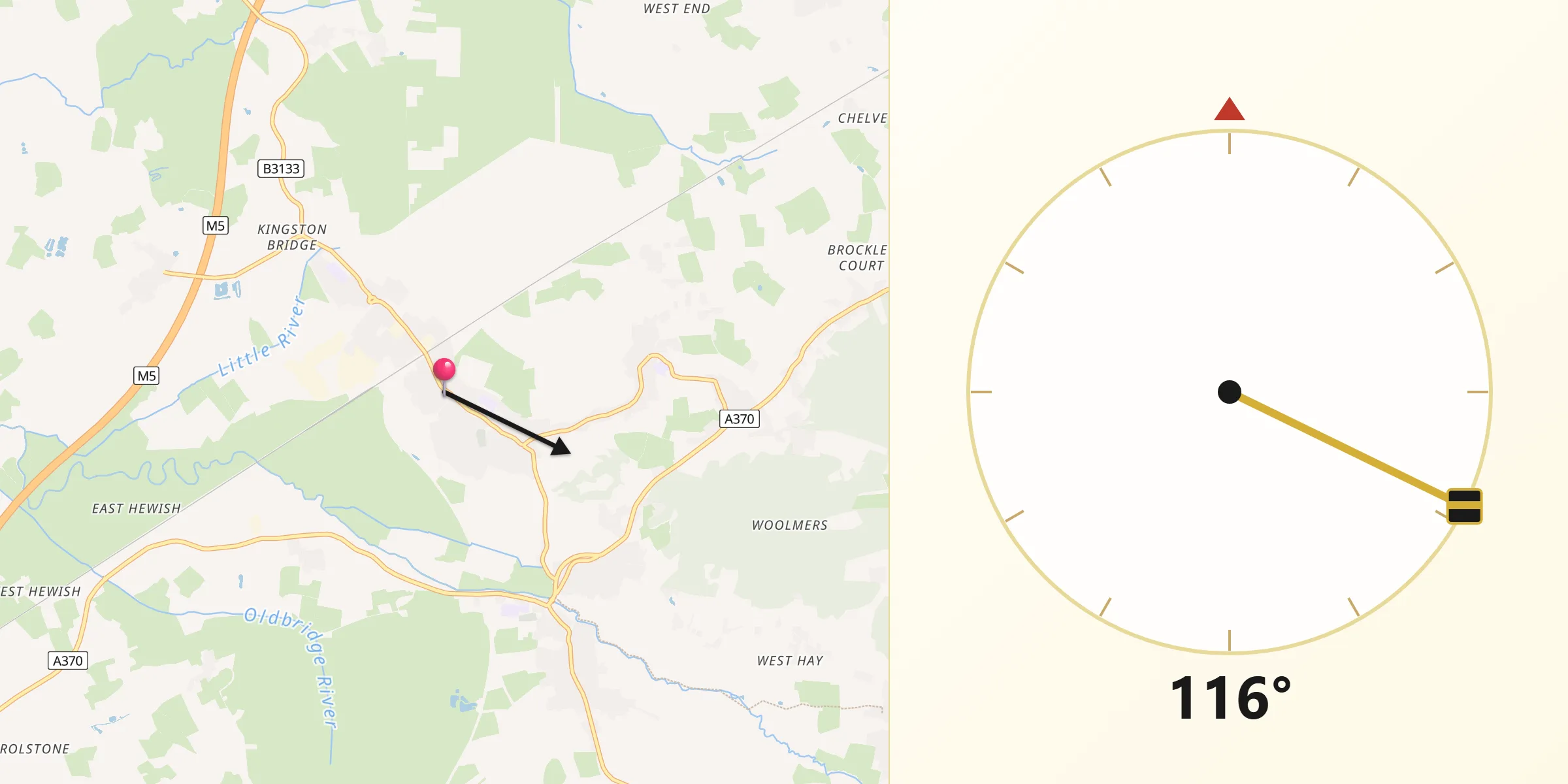 Qibla Direction from Yatton