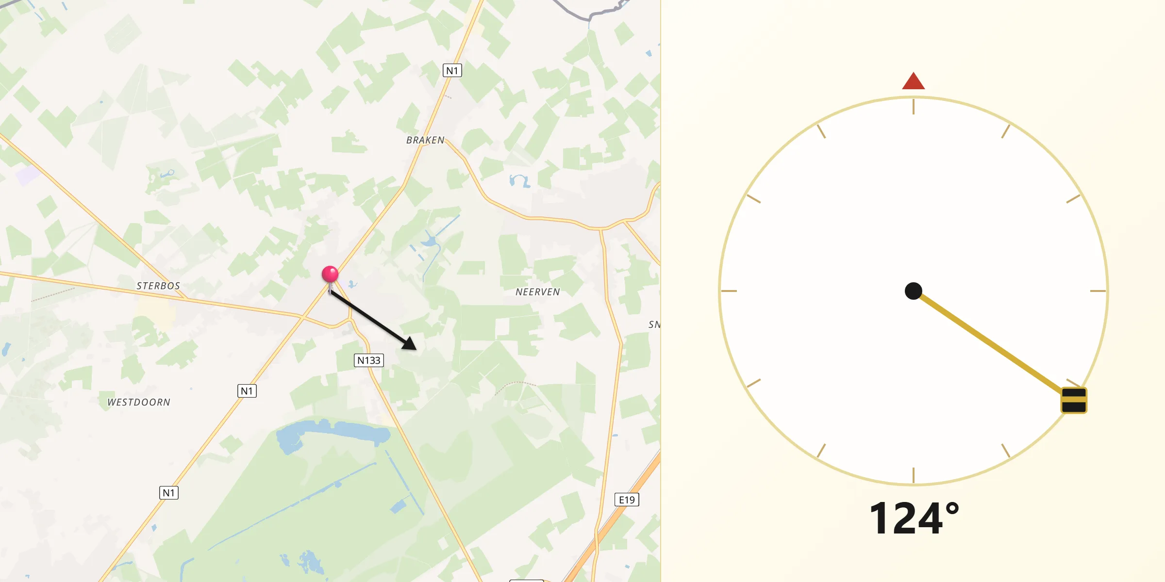 Direction vers la Qibla depuis Wuustwezel