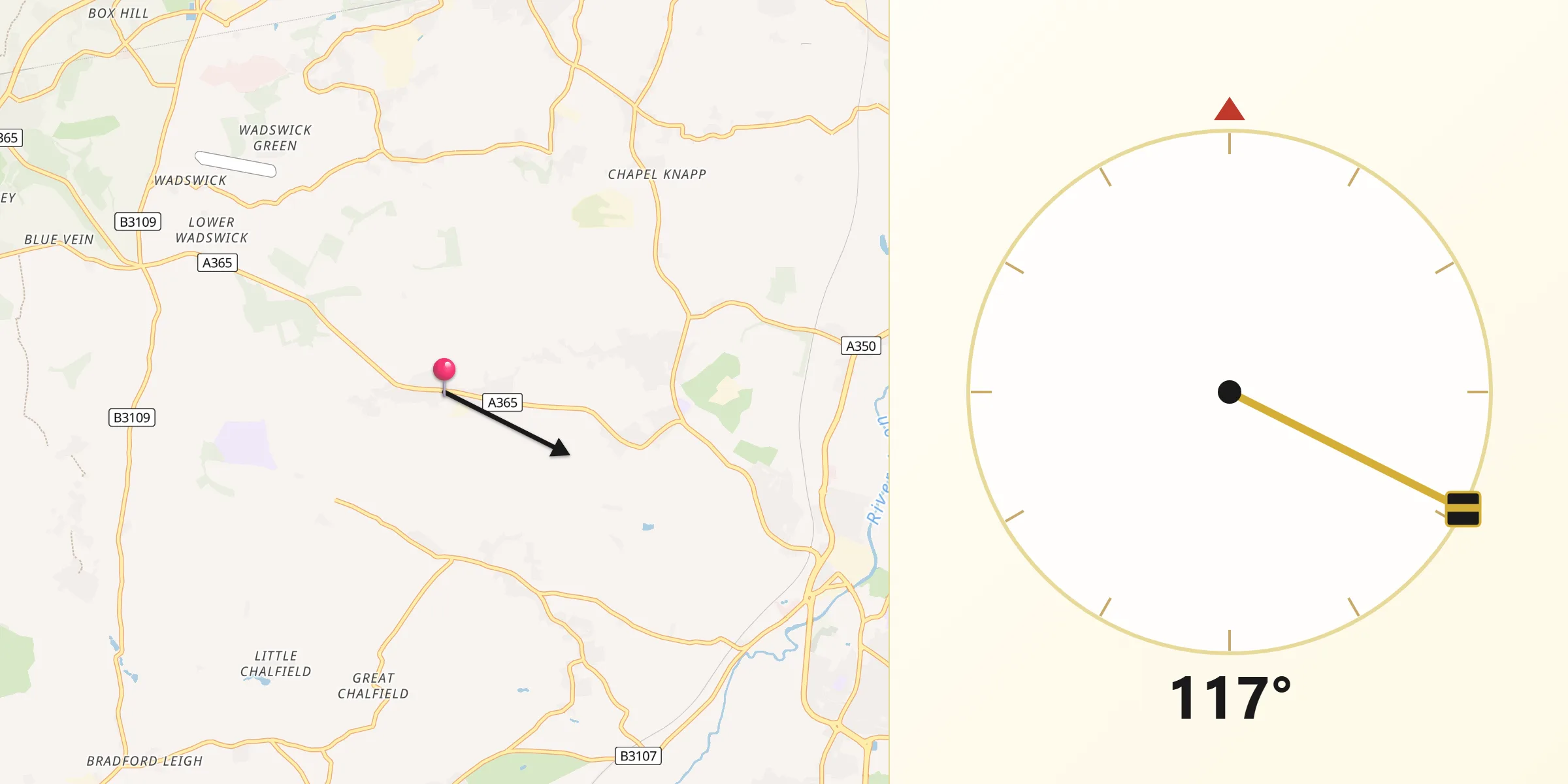 Qibla Direction from Atworth