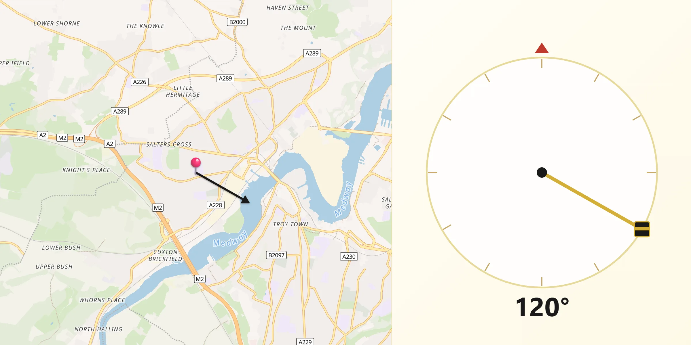 Qibla Direction from Strood