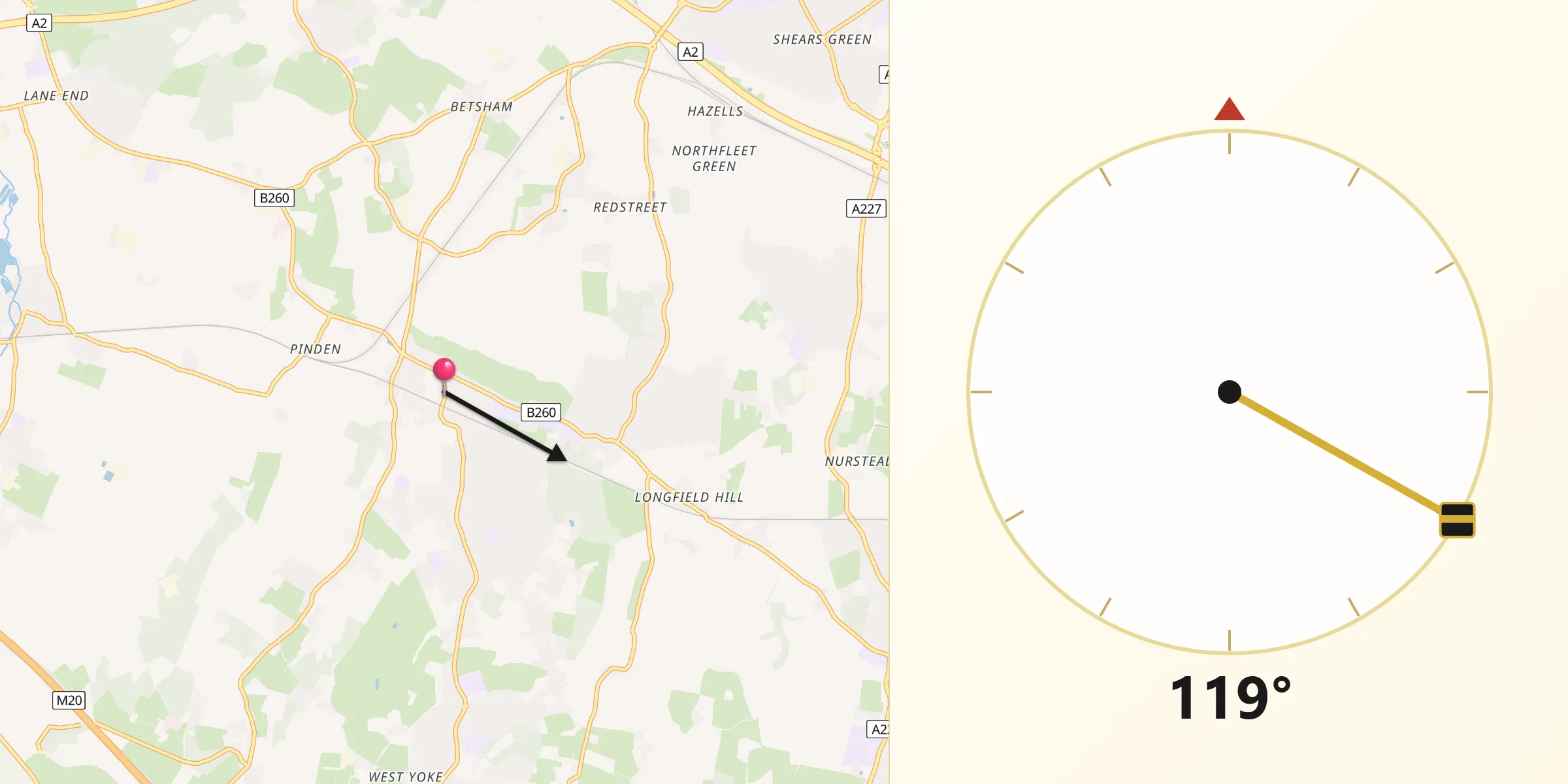 Qibla Direction from Longfield