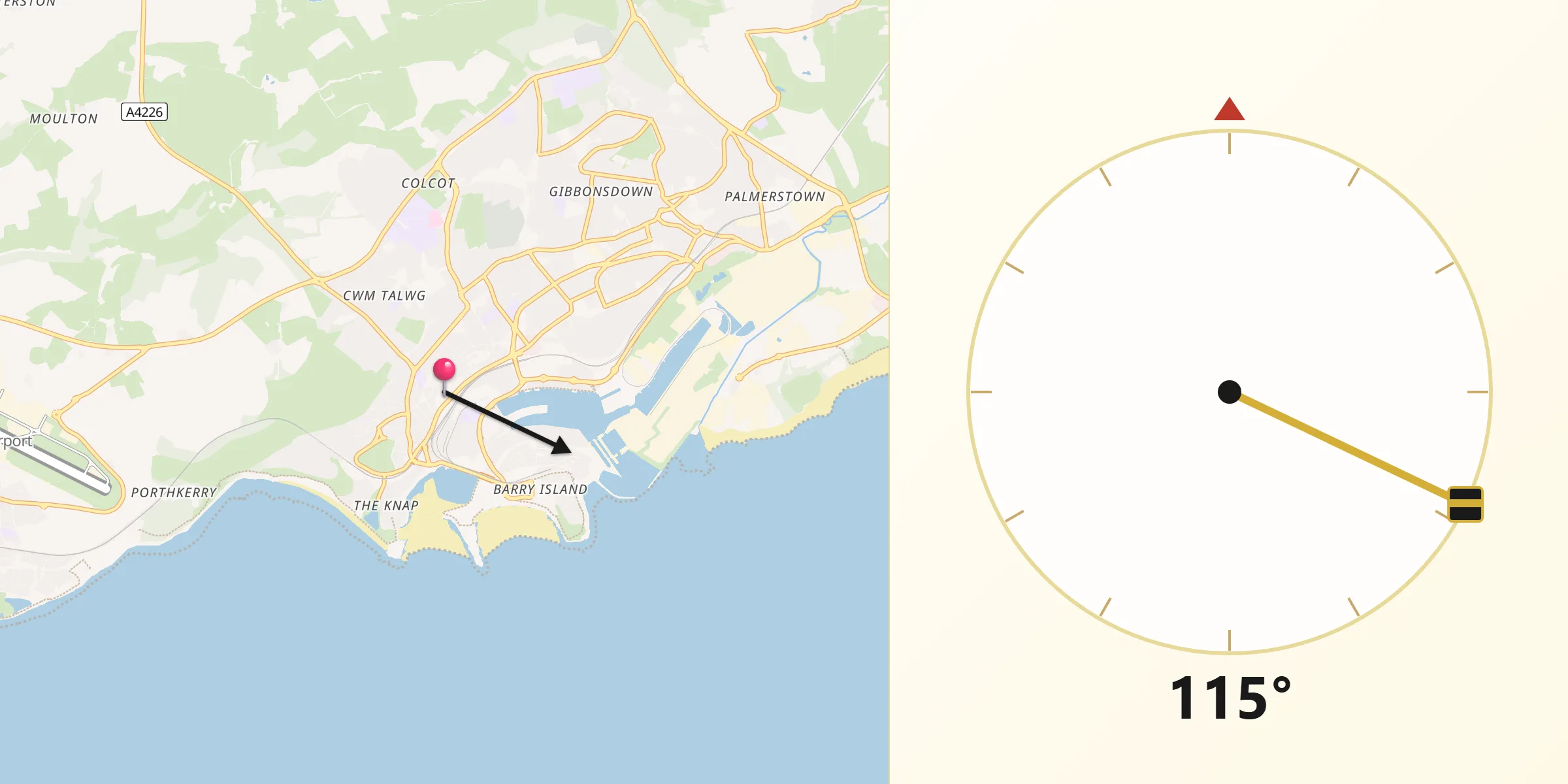 Qibla Direction from Barry