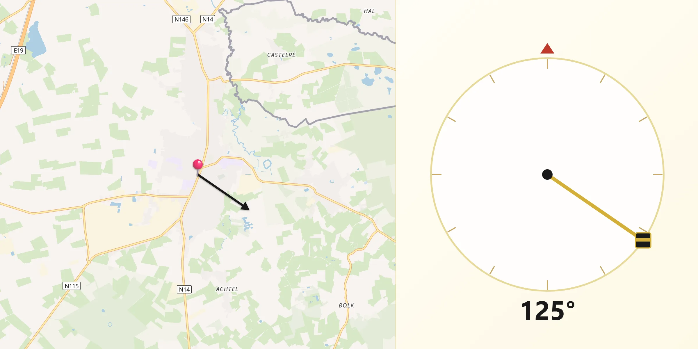 Qibla Richting vanaf Hoogstraten