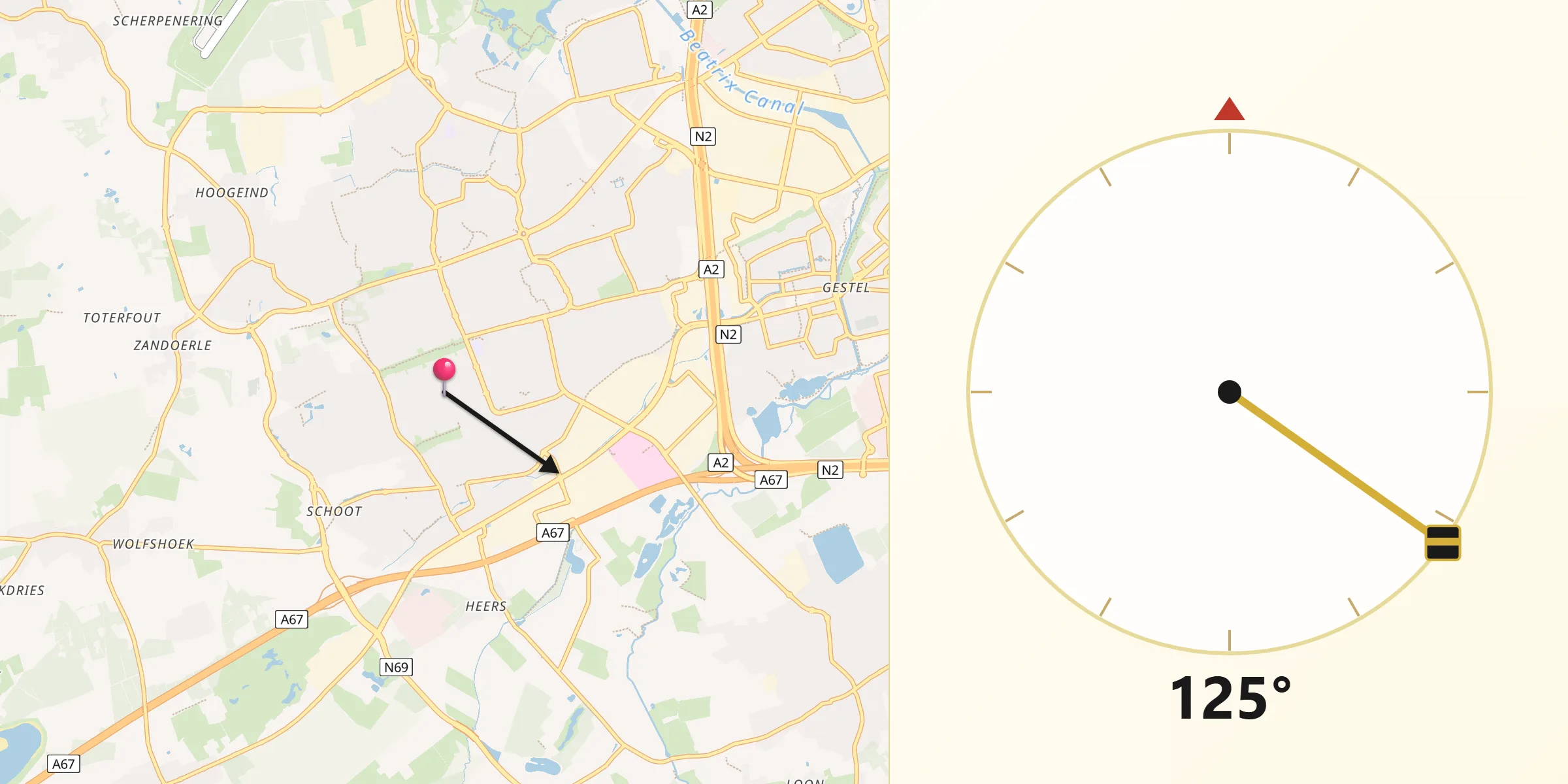 Qibla Richting vanaf Zonderwijk