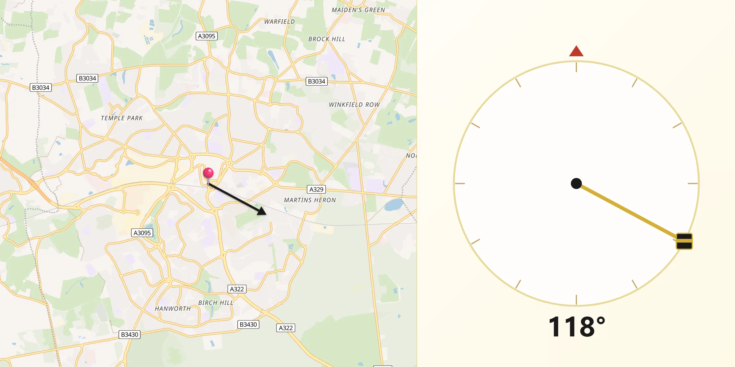 Bracknell şehrinden Kıble Yönü
